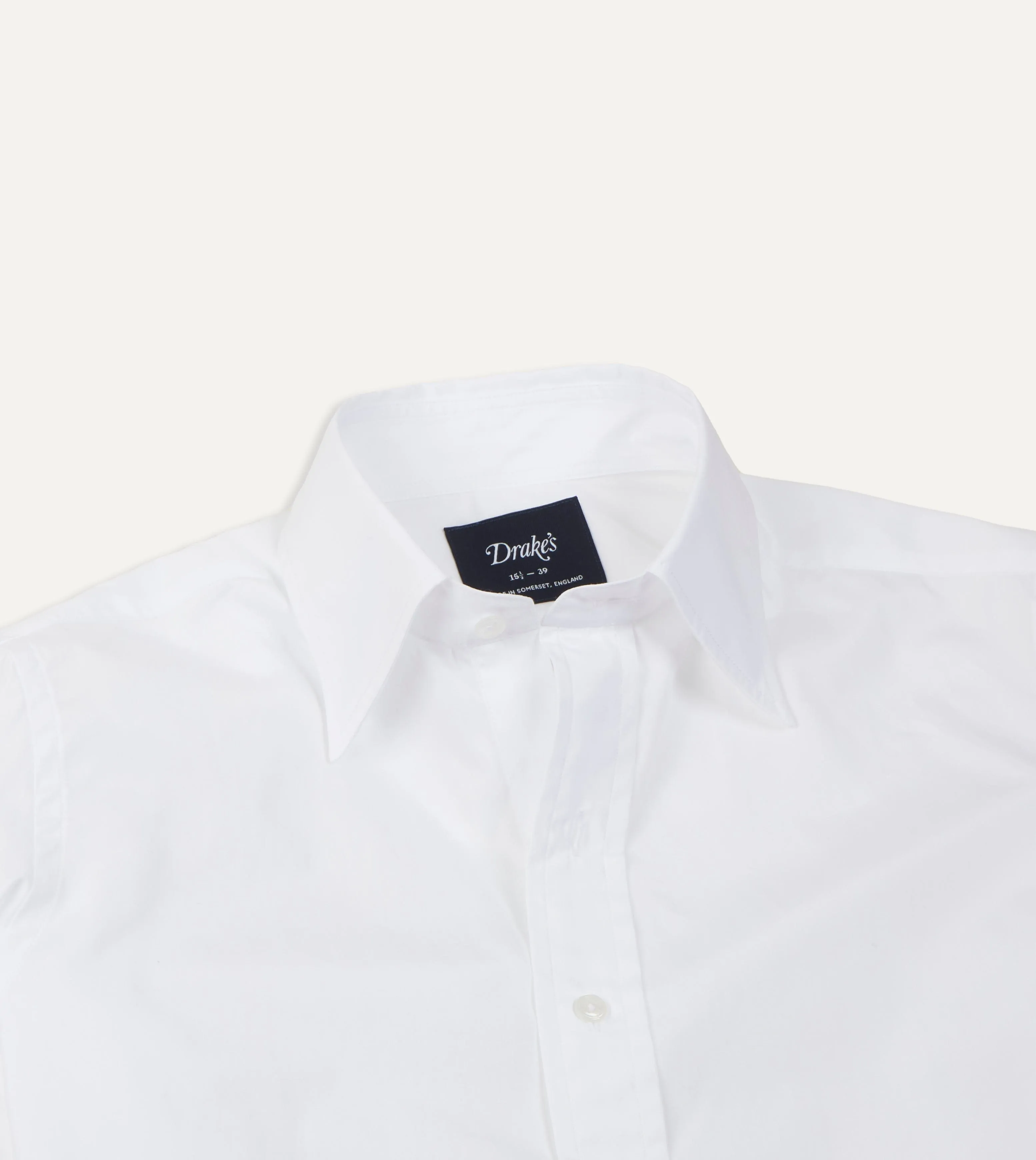 White Cotton Poplin Long Point Collar Shirt sold by Drake's London product image thumbnail 4