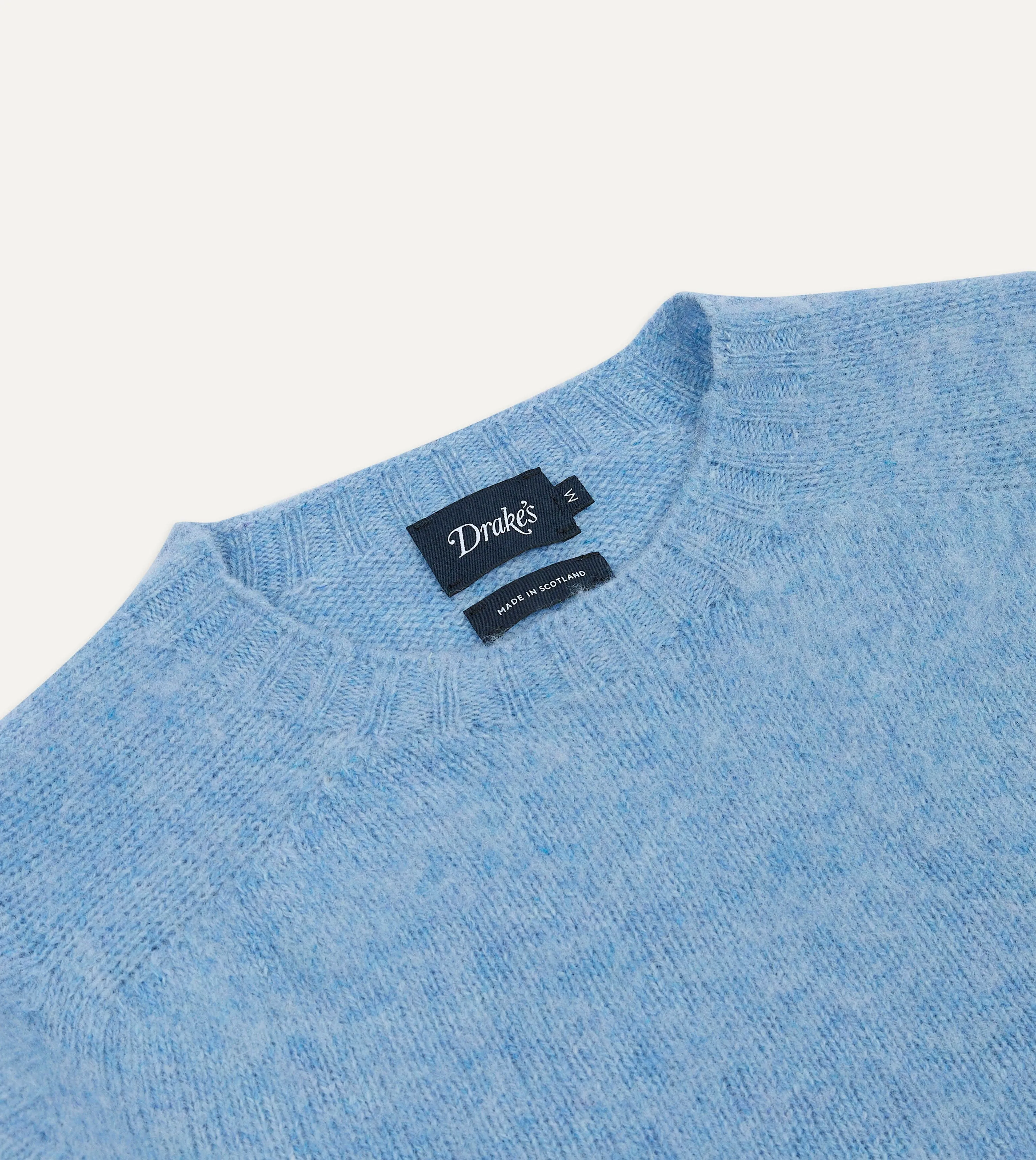 Sky Blue Brushed Shetland Crew Neck Jumper sold by Drake's London product image thumbnail 3