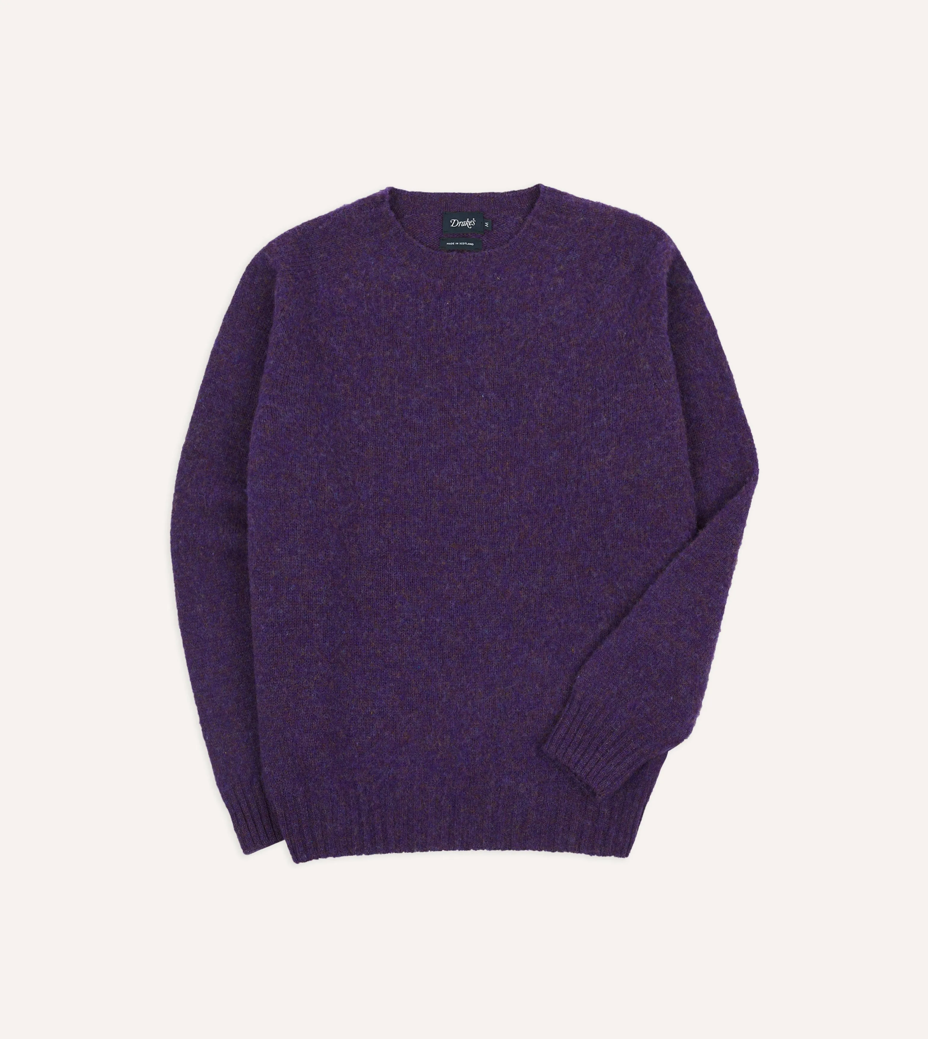 Lavender Brushed Shetland Crew Neck Jumper sold by Drake's London