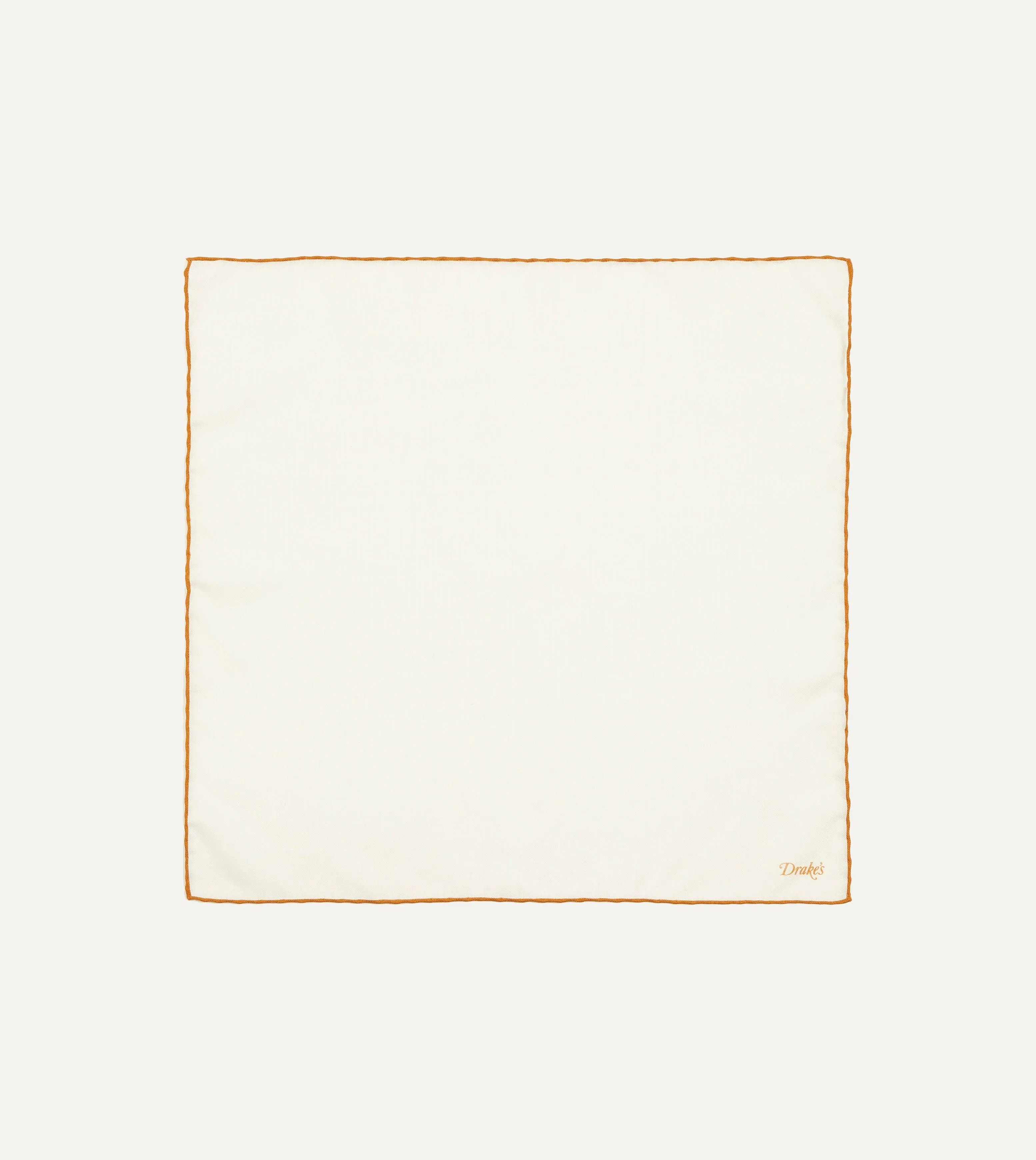 Ivory and Gold Shoestring Border Silk Pocket Square sold by Drake's London