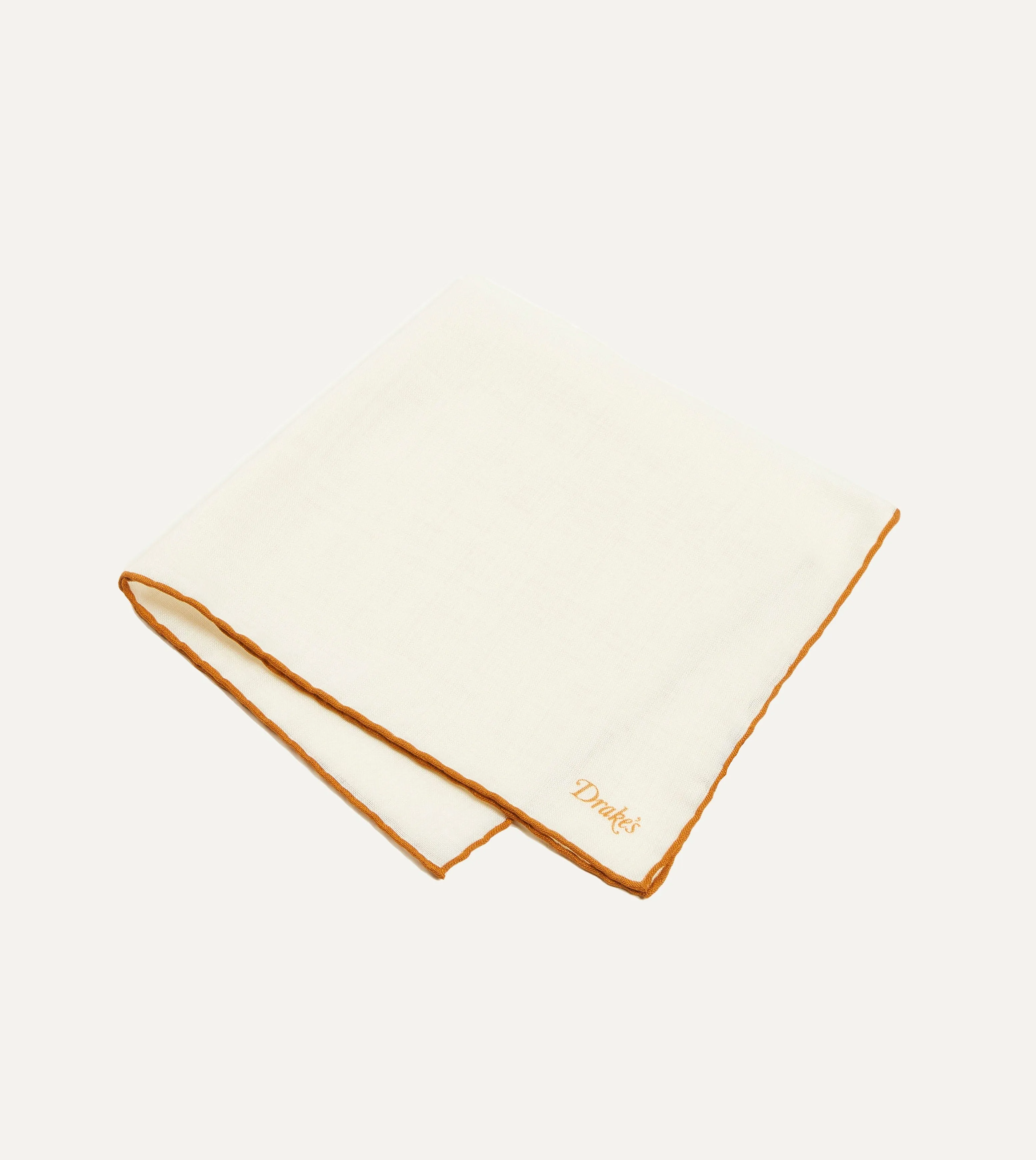 Ivory and Gold Shoestring Border Silk Pocket Square sold by Drake's London product image thumbnail 3