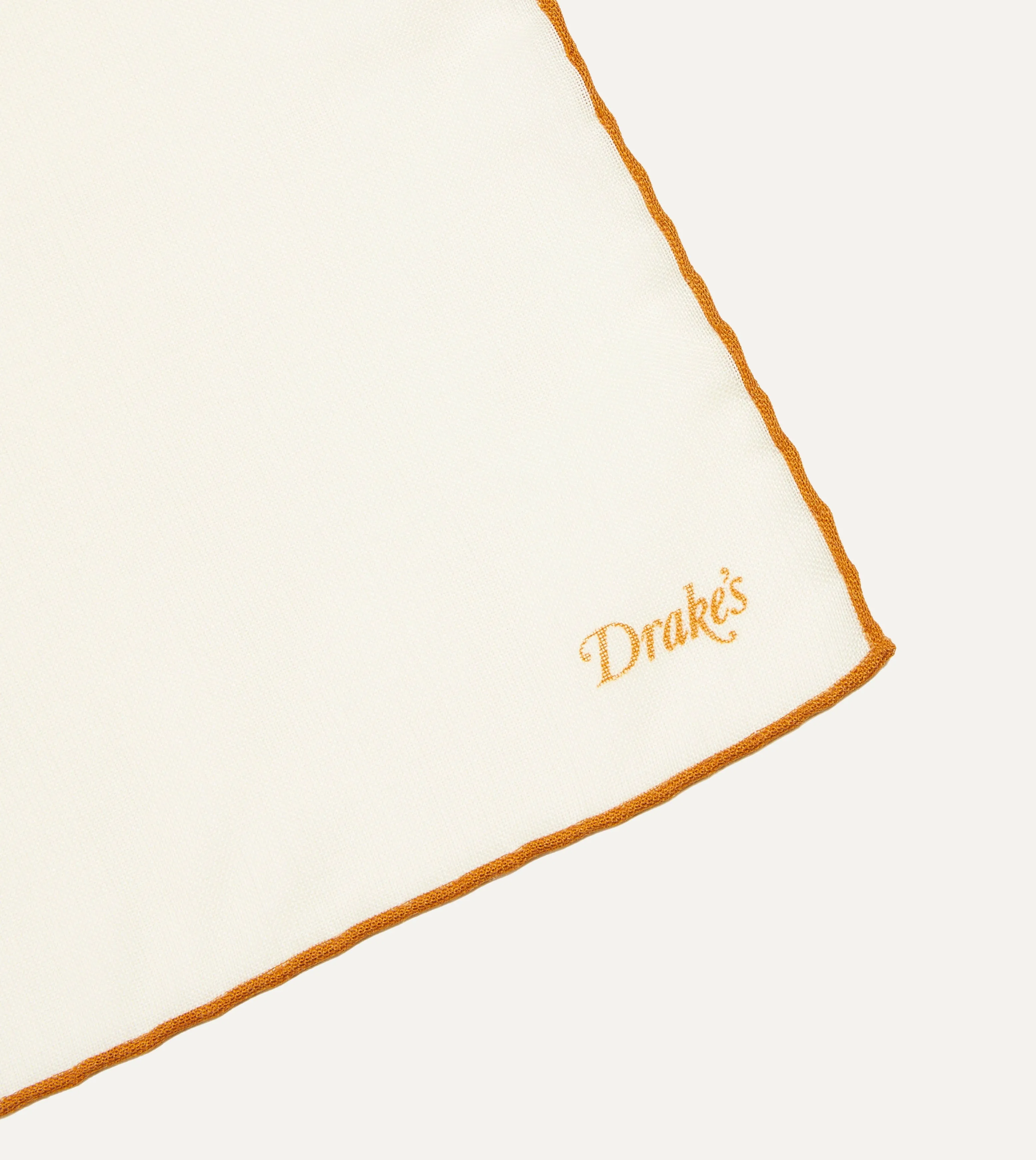 Ivory and Gold Shoestring Border Silk Pocket Square sold by Drake's London product image thumbnail 4