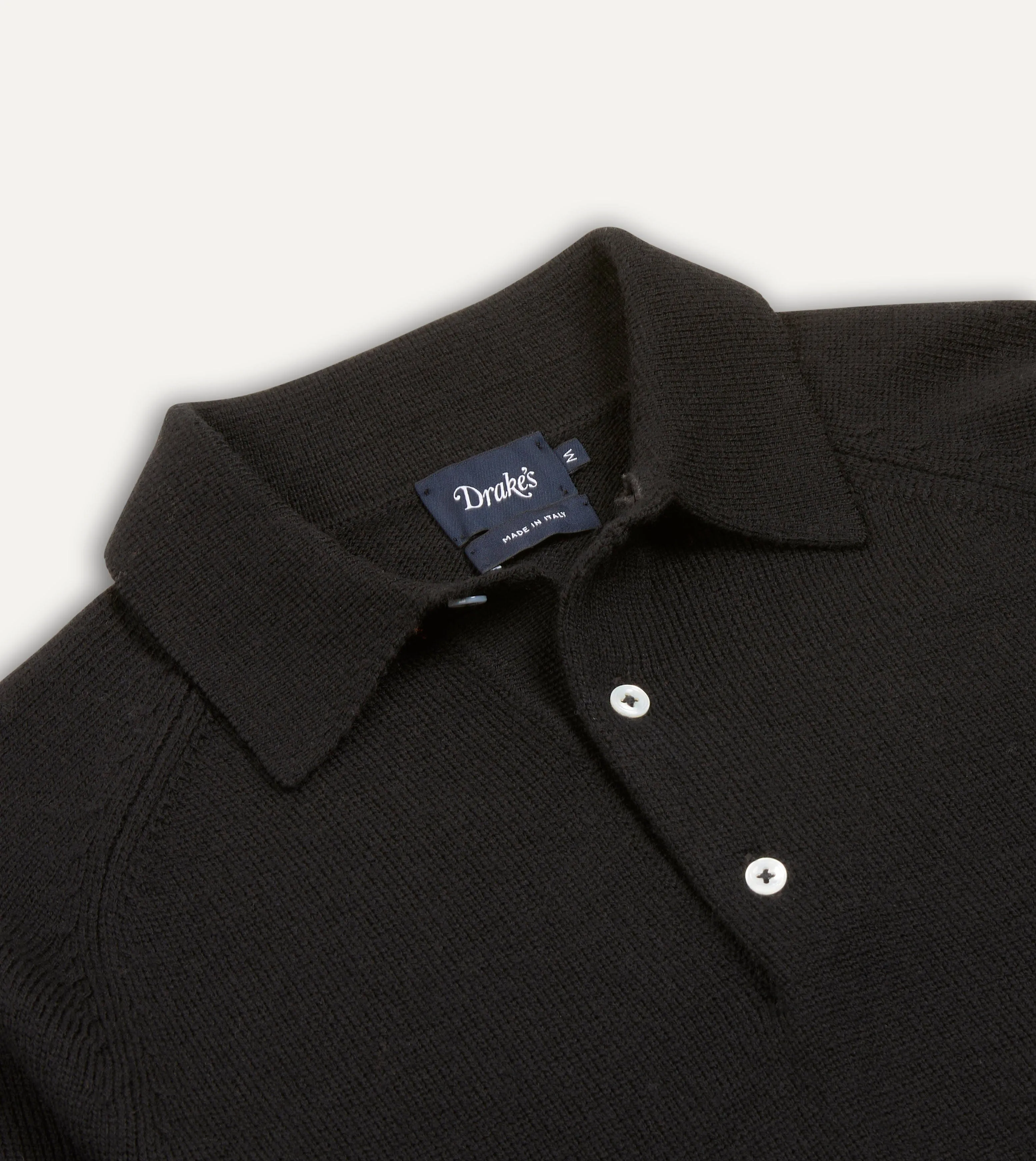 Black Merino Wool Knitted Polo sold by Drake's London product image thumbnail 3