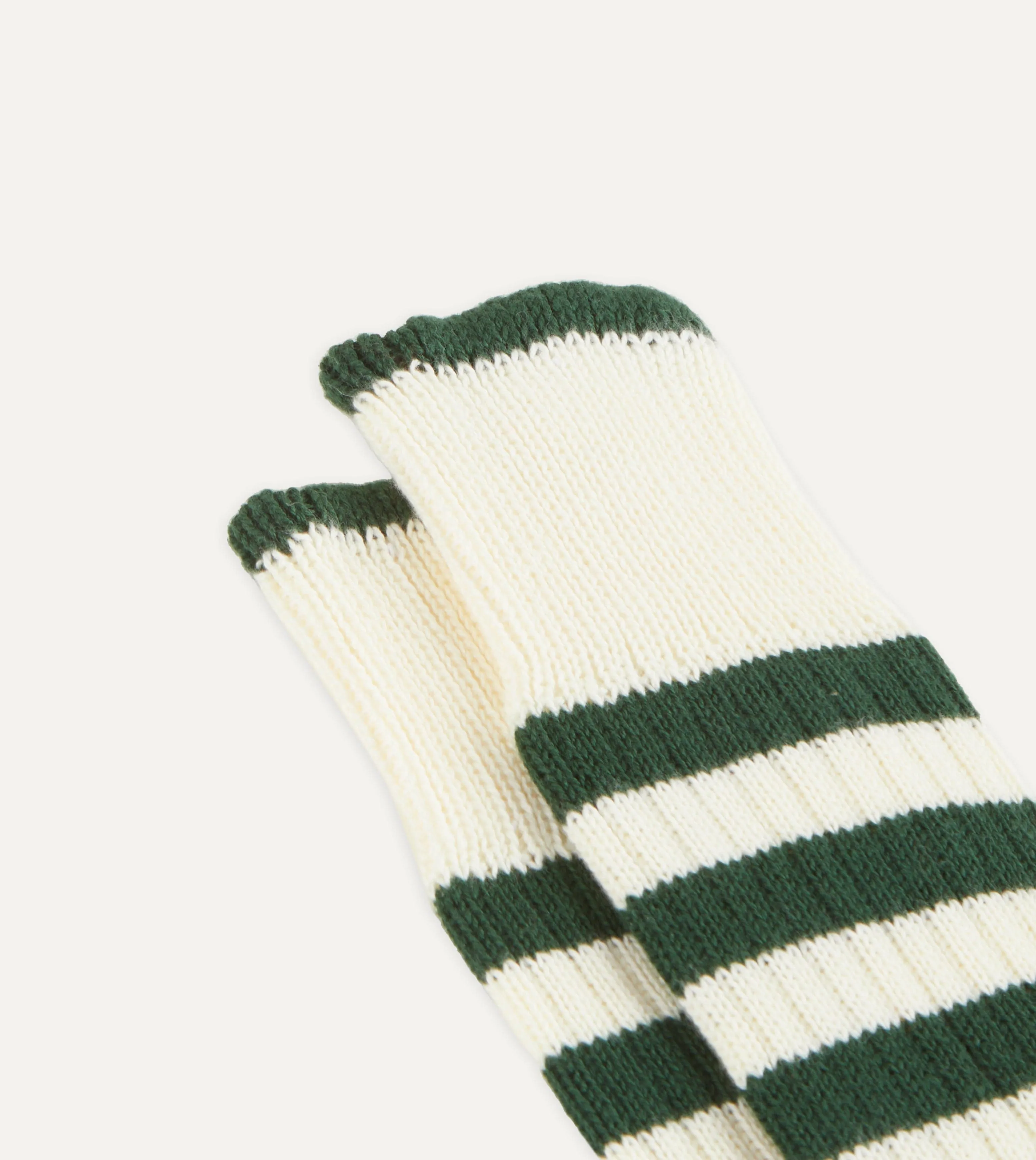 Green and Ecru Heavy Striped Sport Socks sold by Drake's London product image thumbnail 3