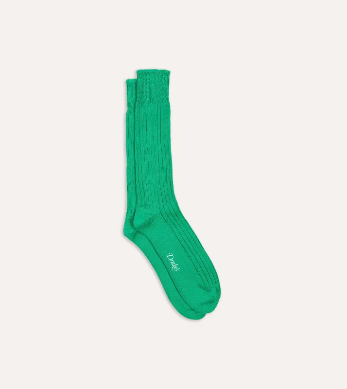 Emerald Green Cotton Sports Socks sold by Drake's London