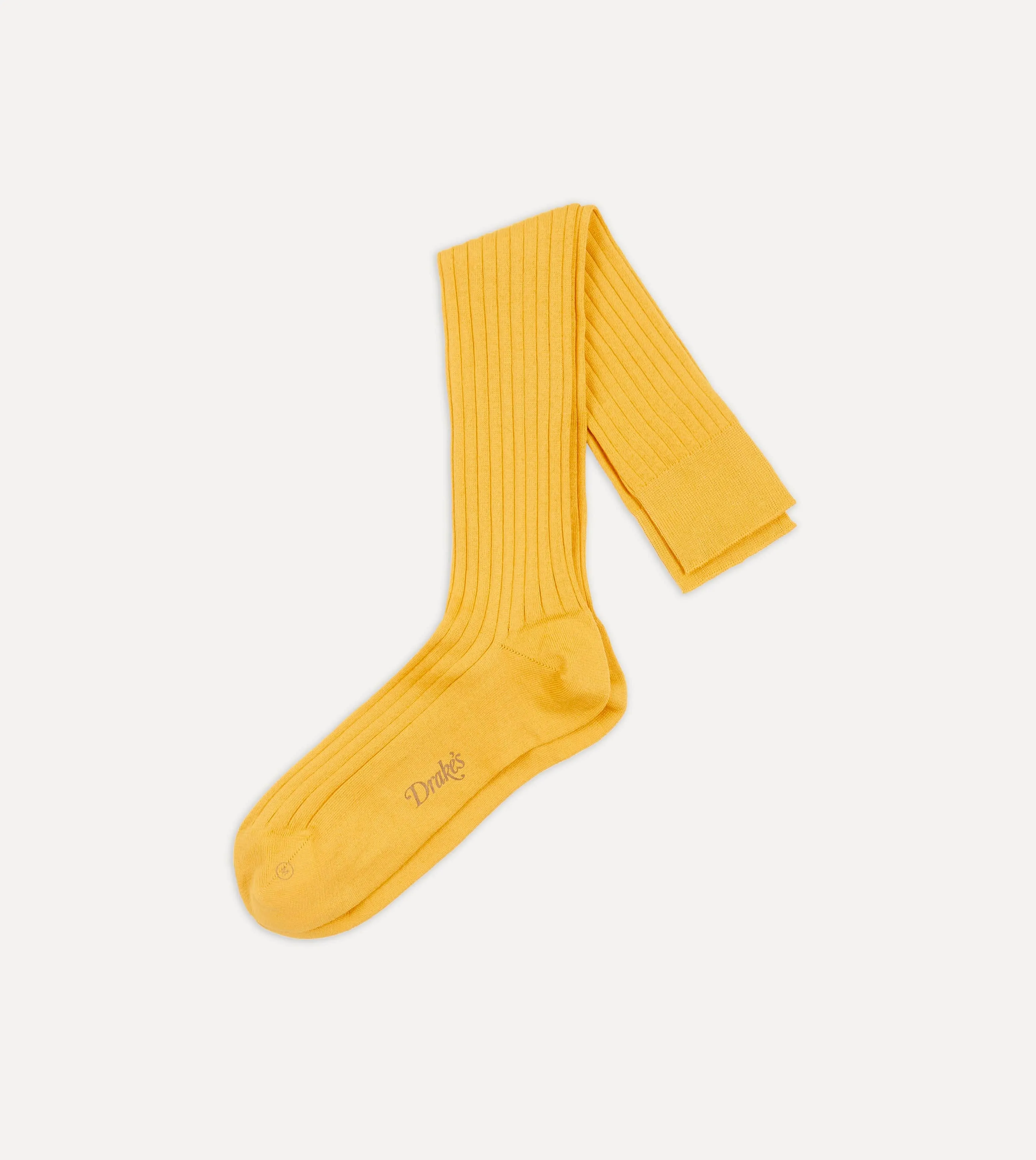 Yellow Cotton Over-the-Calf Socks sold by Drake's London