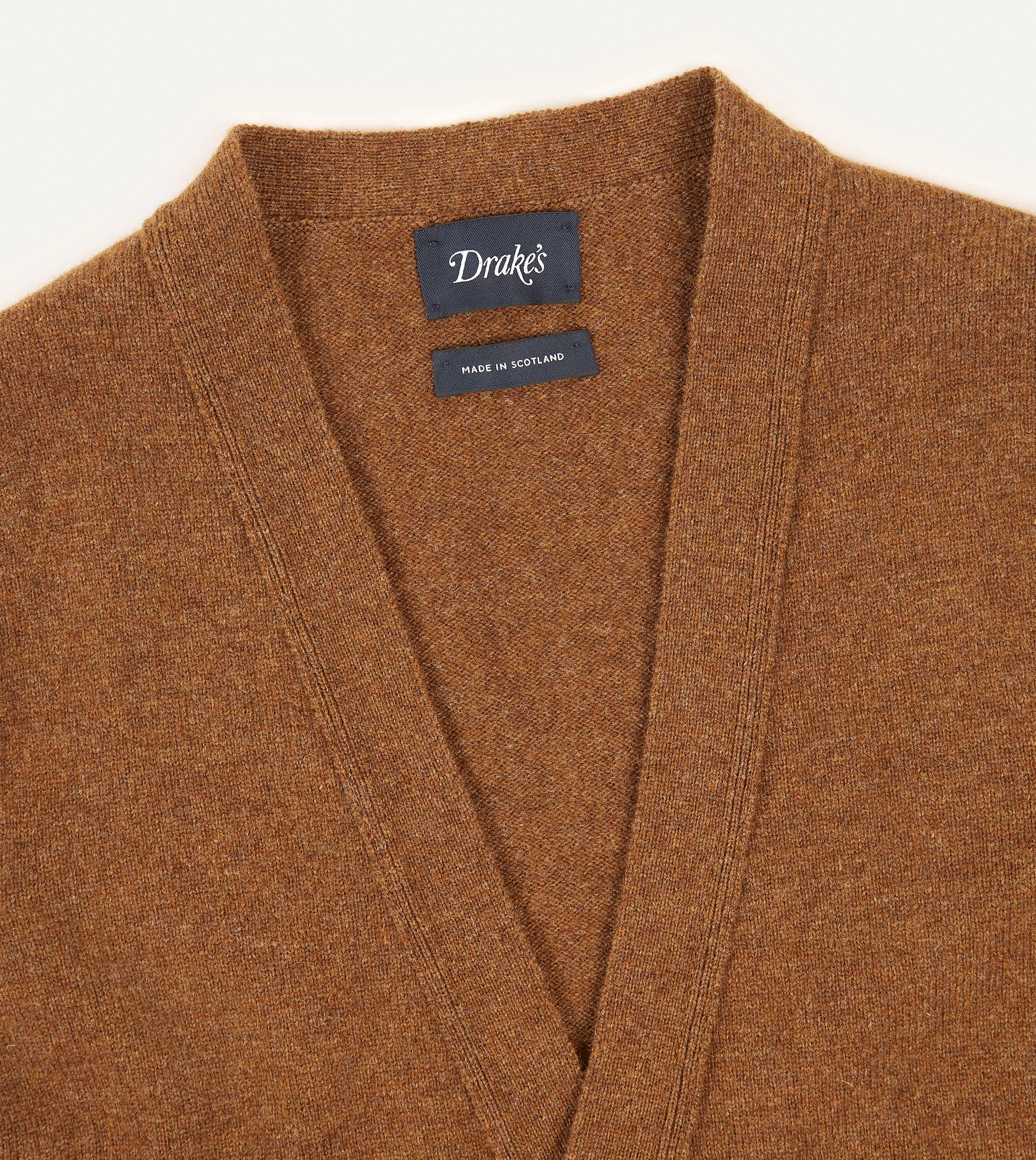 Light Brown Lambswool Sleeveless Cardigan sold by Drake's London product image thumbnail 3