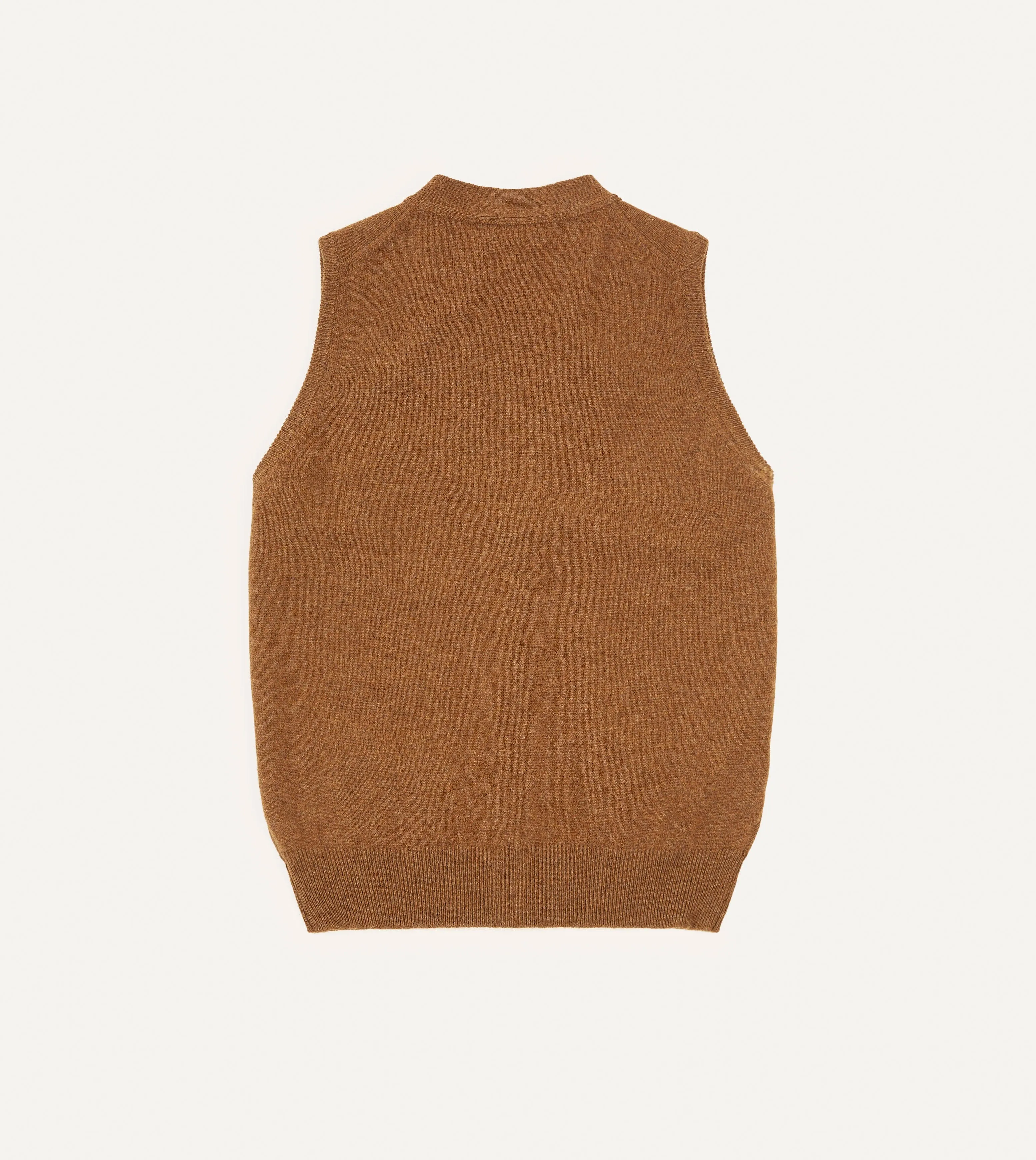 Light Brown Lambswool Sleeveless Cardigan sold by Drake's London product image thumbnail 5