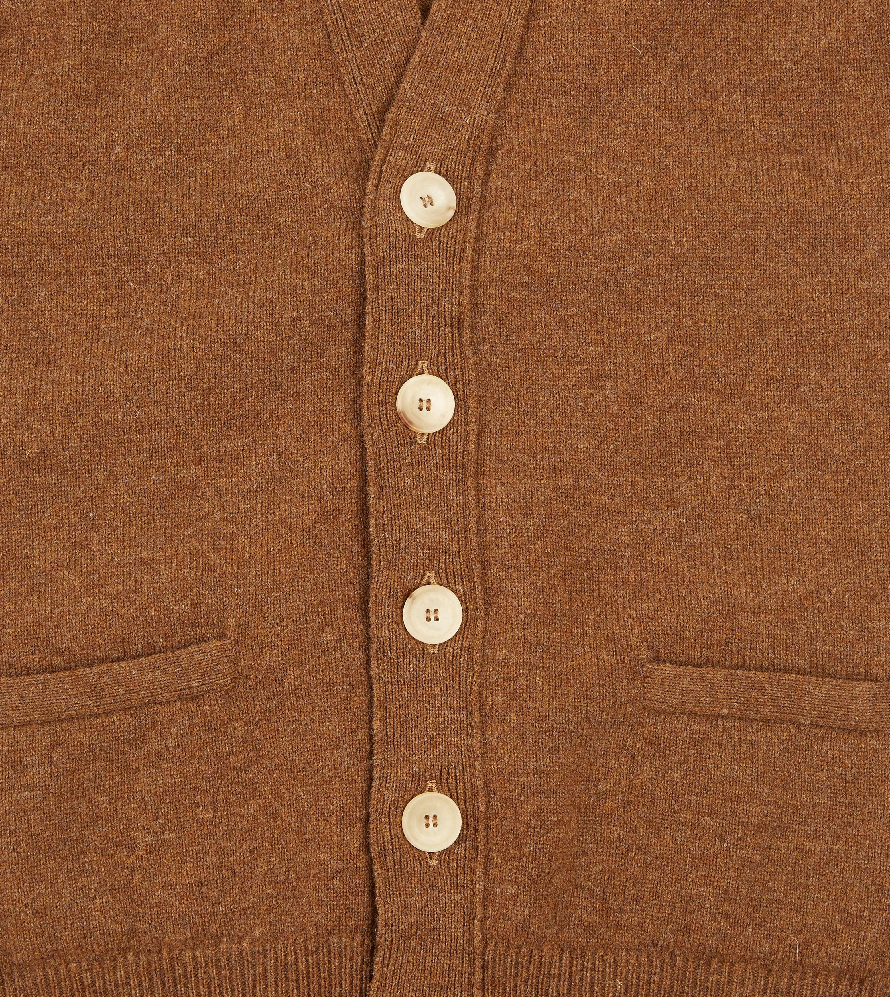Light Brown Lambswool Sleeveless Cardigan sold by Drake's London product image thumbnail 4