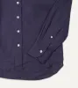 Washed Navy Linen Spread Collar Shirt sold by Drake's London