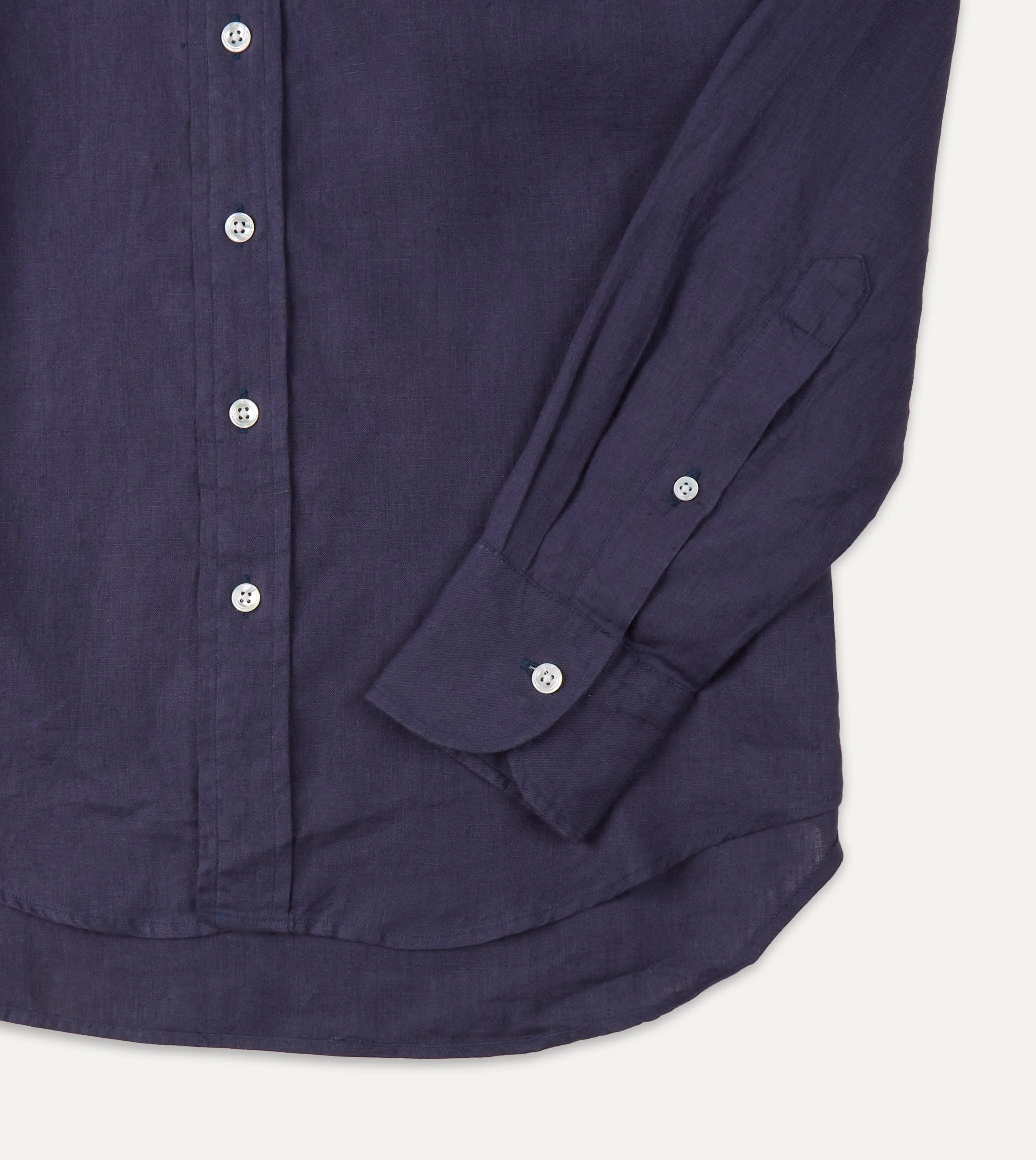 Washed Navy Linen Spread Collar Shirt sold by Drake's London product image thumbnail 5