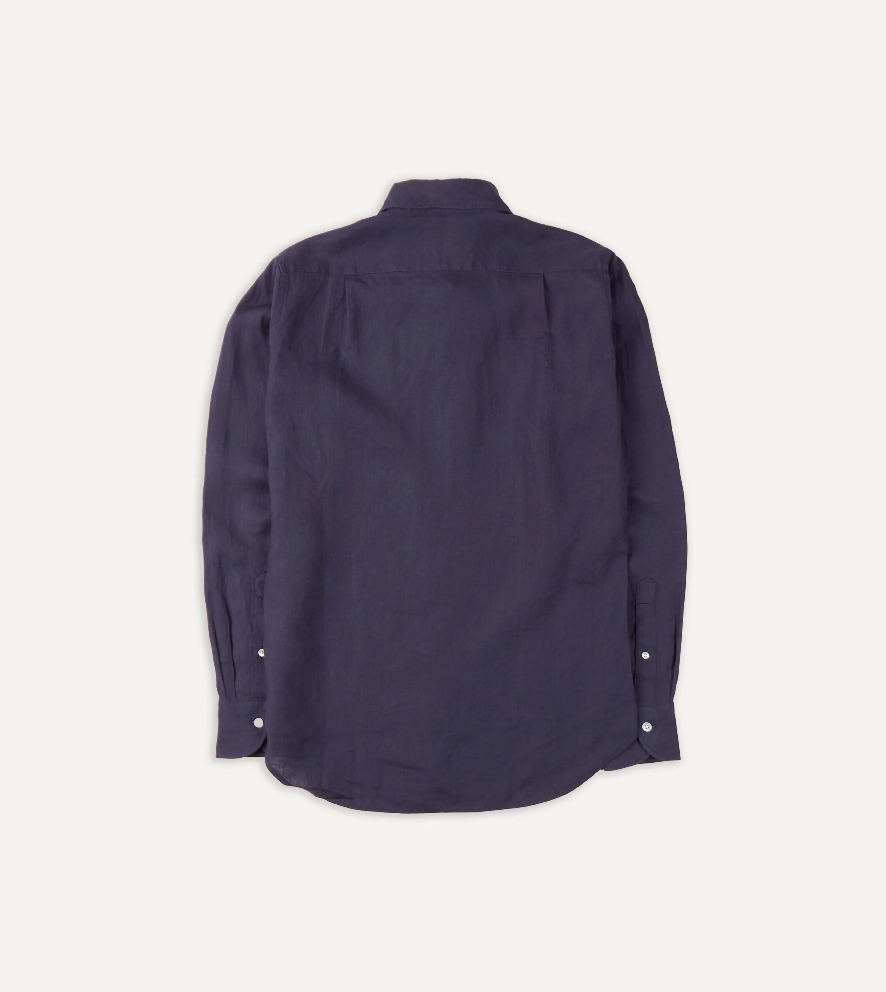 Washed Navy Linen Spread Collar Shirt sold by Drake's London product image thumbnail 3