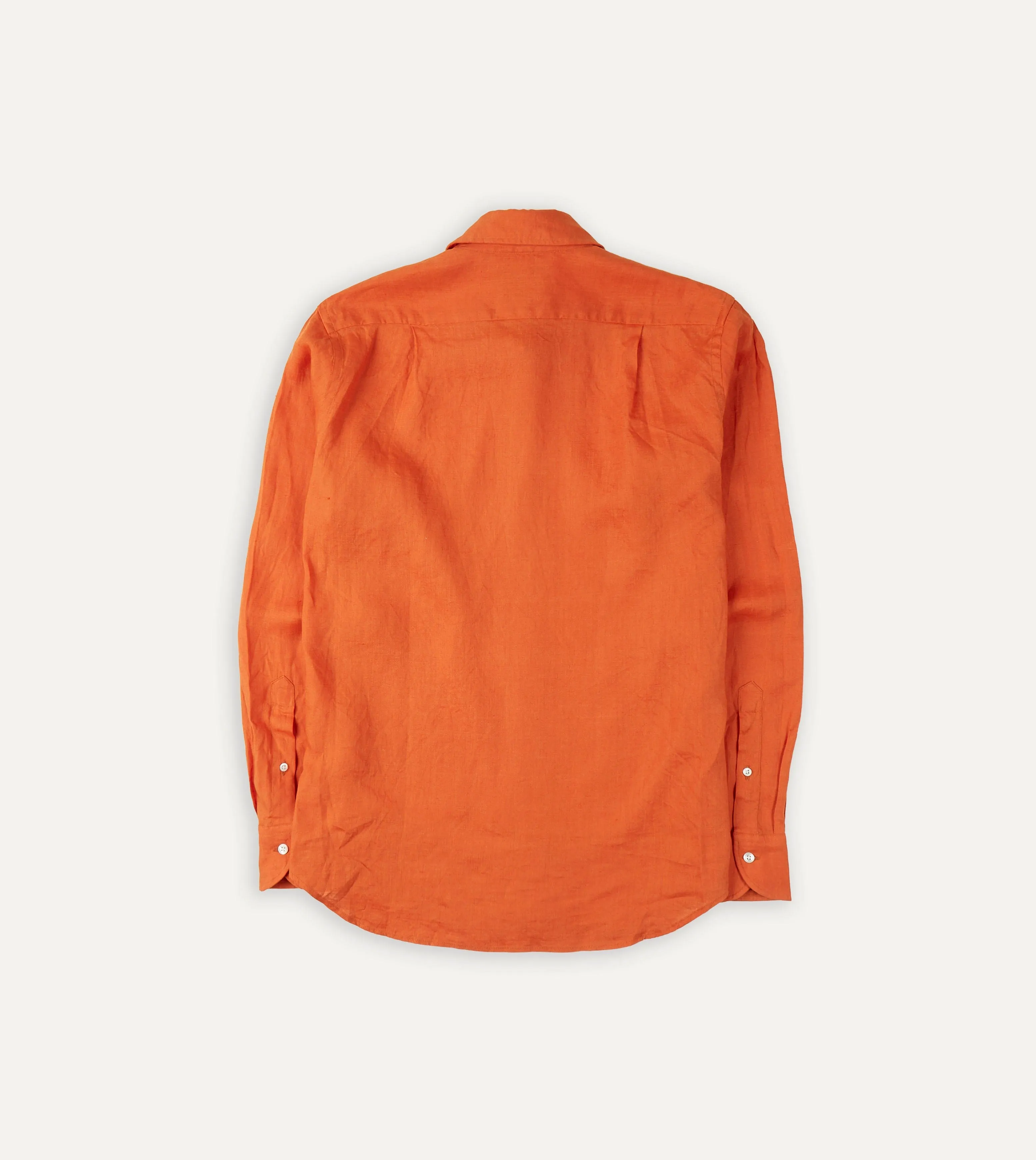 Orange Linen Spread Collar Shirt sold by Drake's London product image thumbnail 3