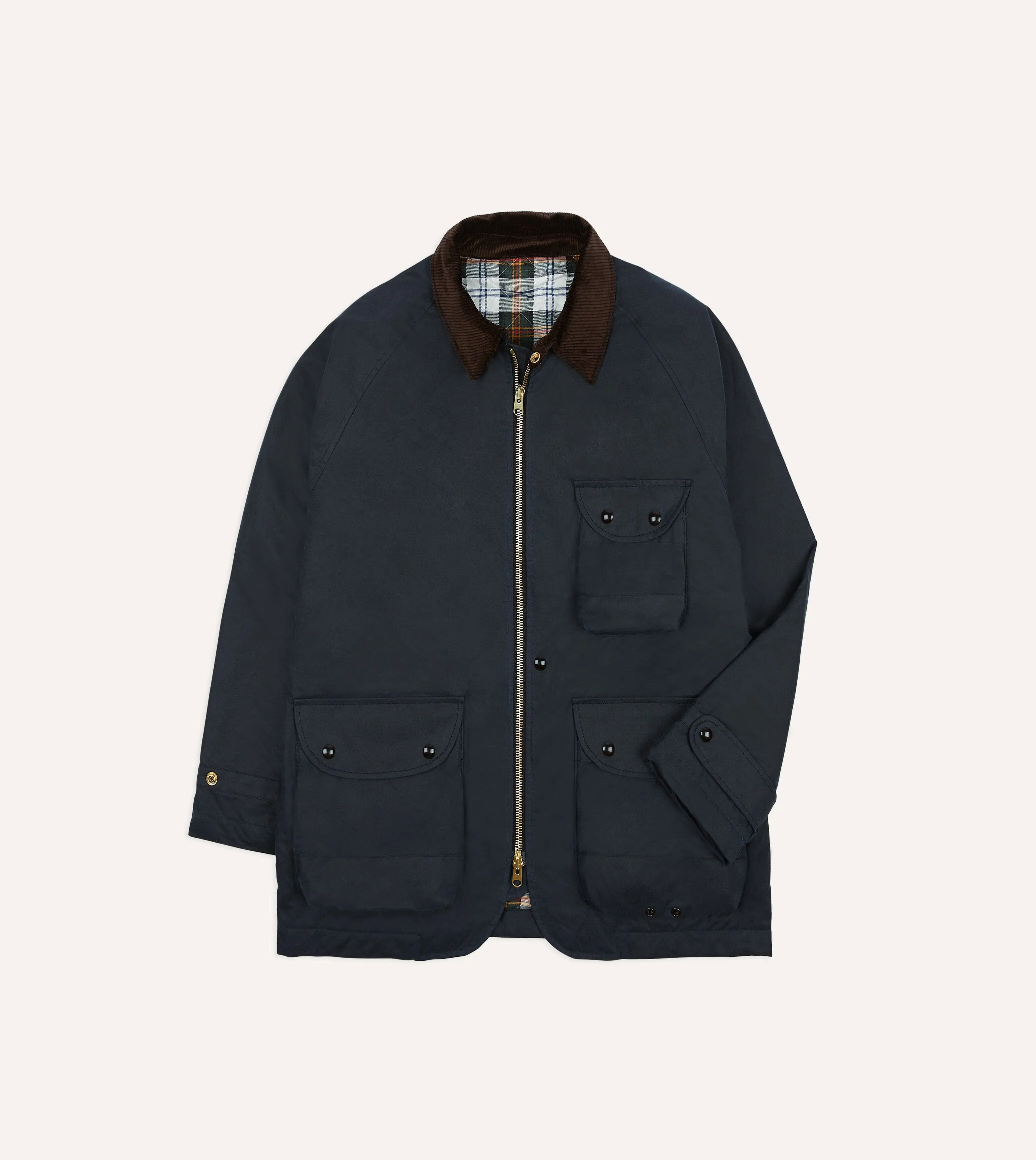 Navy Waxed Coverall Jacket sold by Drake's London