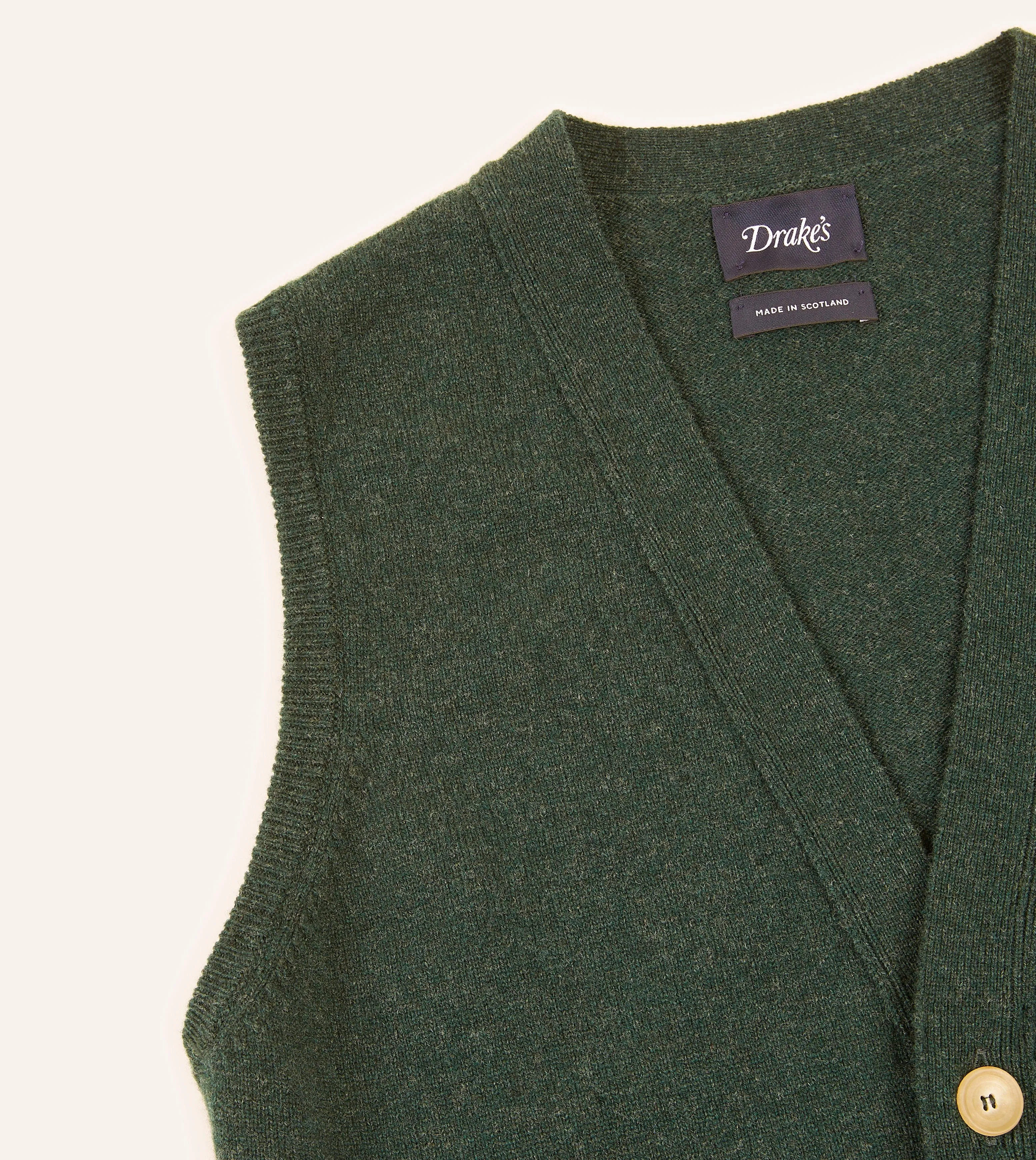 Green Lambswool Sleeveless Cardigan sold by Drake's London product image thumbnail 3