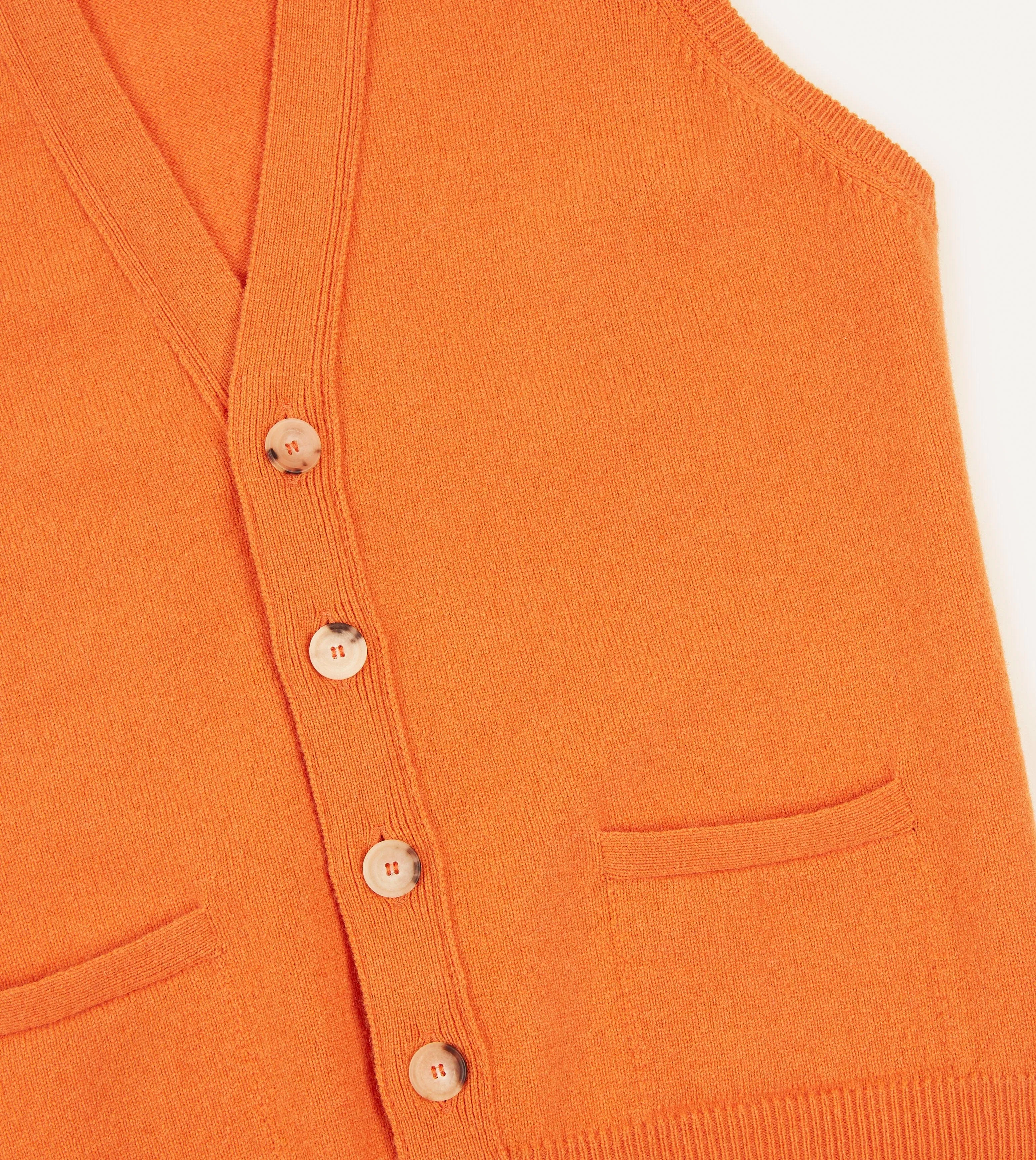 Orange Lambswool Sleeveless Cardigan sold by Drake's London product image thumbnail 4