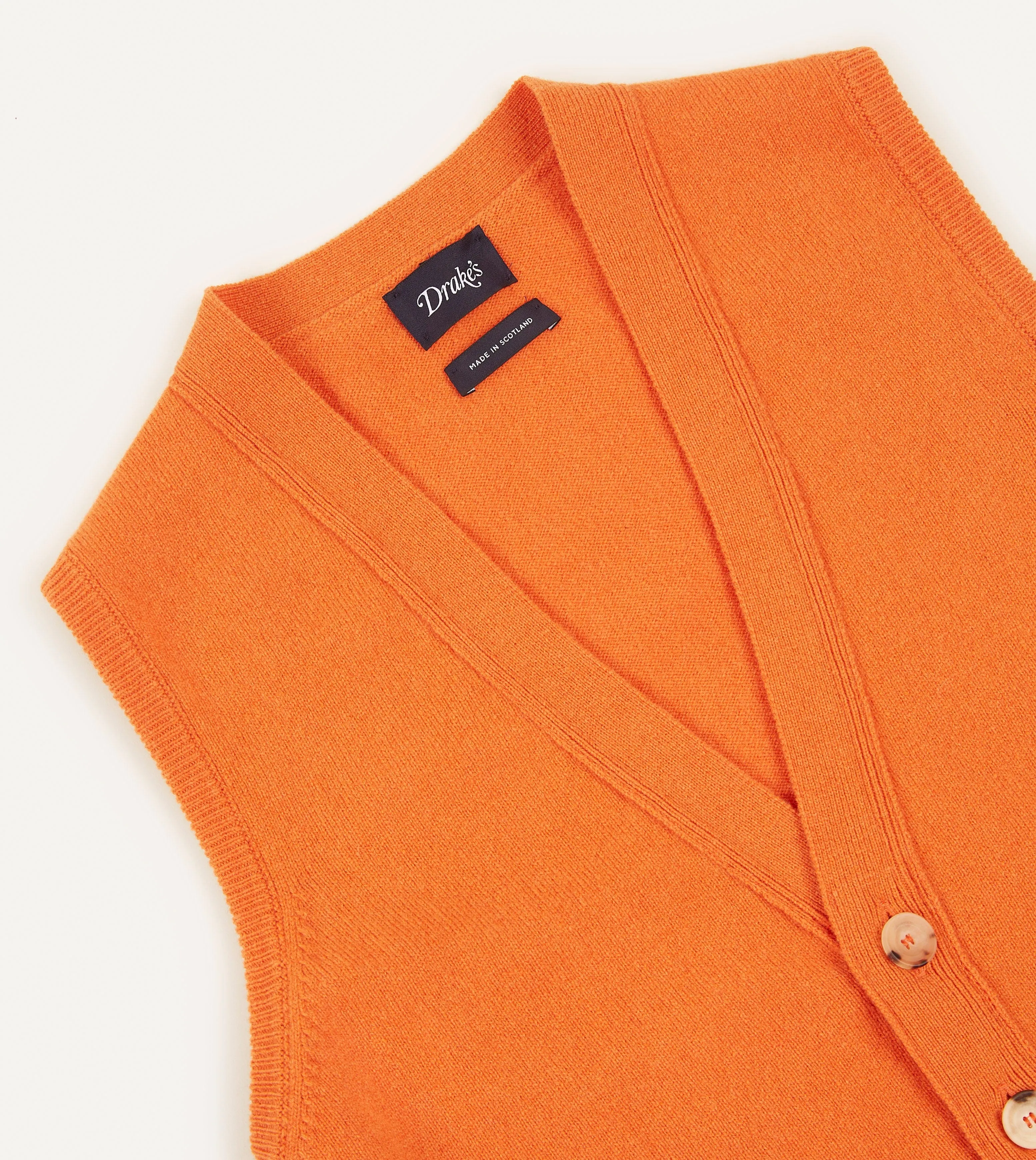 Orange Lambswool Sleeveless Cardigan sold by Drake's London product image thumbnail 3