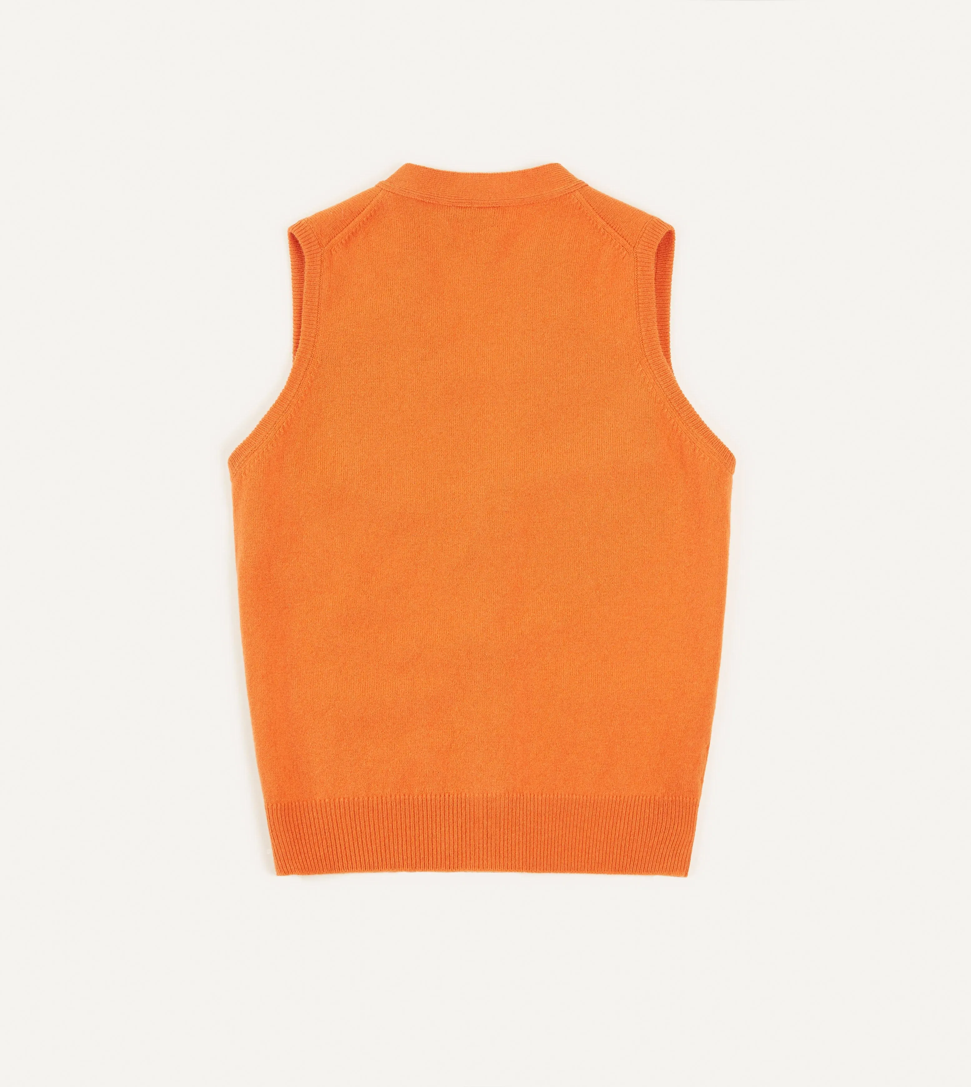 Orange Lambswool Sleeveless Cardigan sold by Drake's London product image thumbnail 5