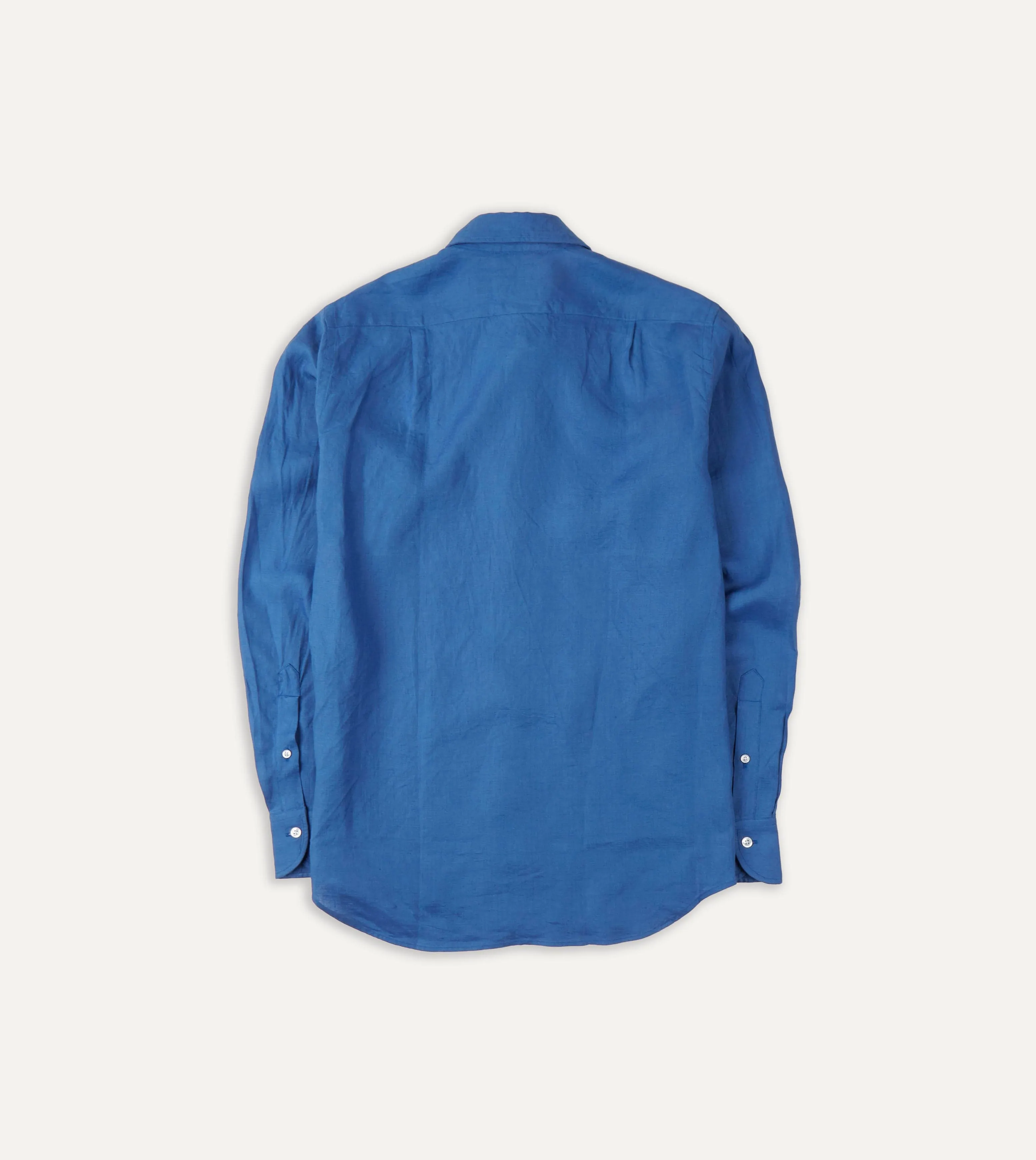 Bright Navy Linen Spread Collar Shirt sold by Drake's London product image thumbnail 3