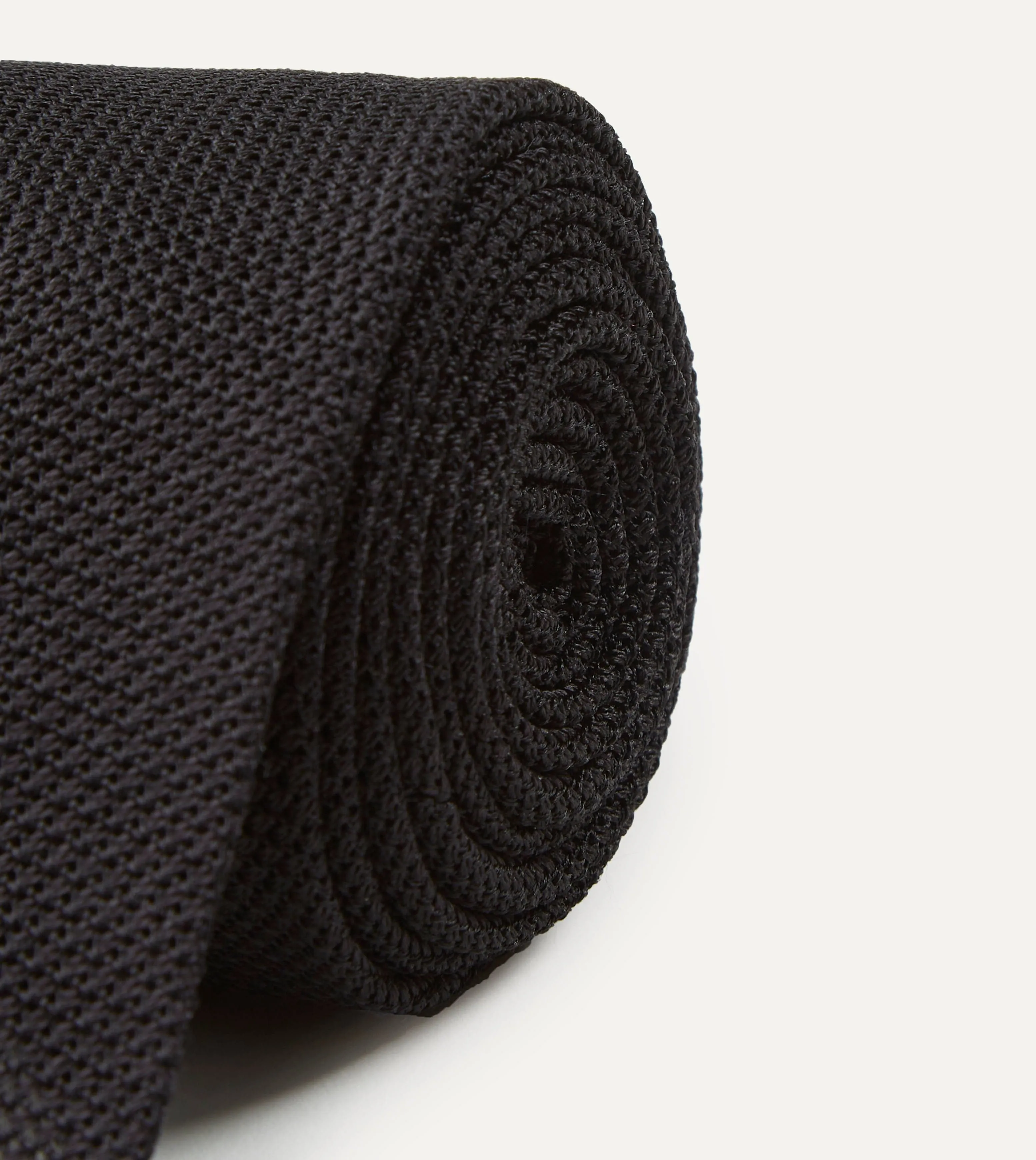 Black Fine Woven Grenadine Silk Hand Rolled Tie sold by Drake's London product image thumbnail 3