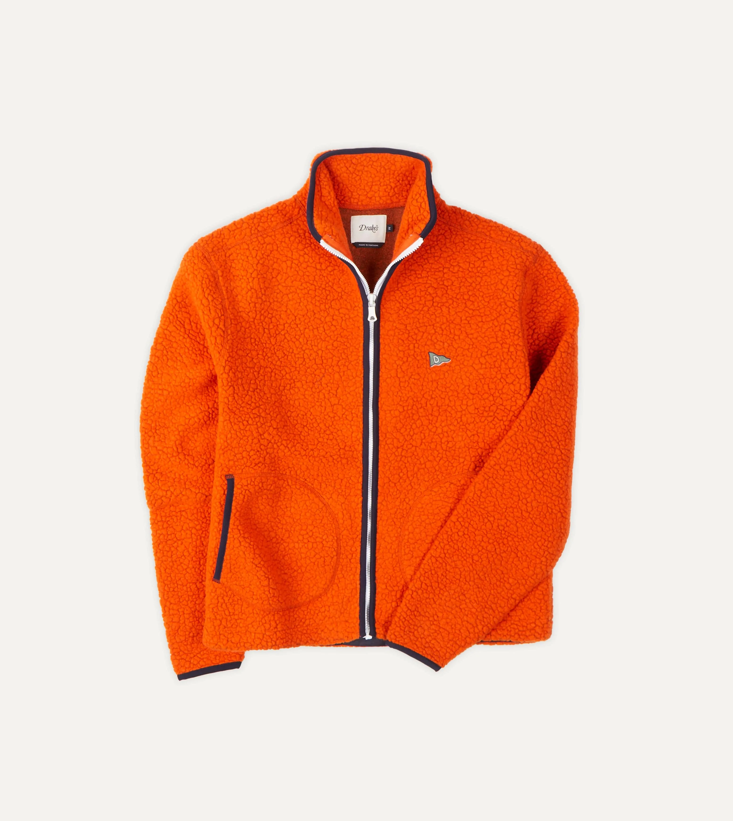 Orange Boucle Wool Zip Fleece Jacket sold by Drake's London