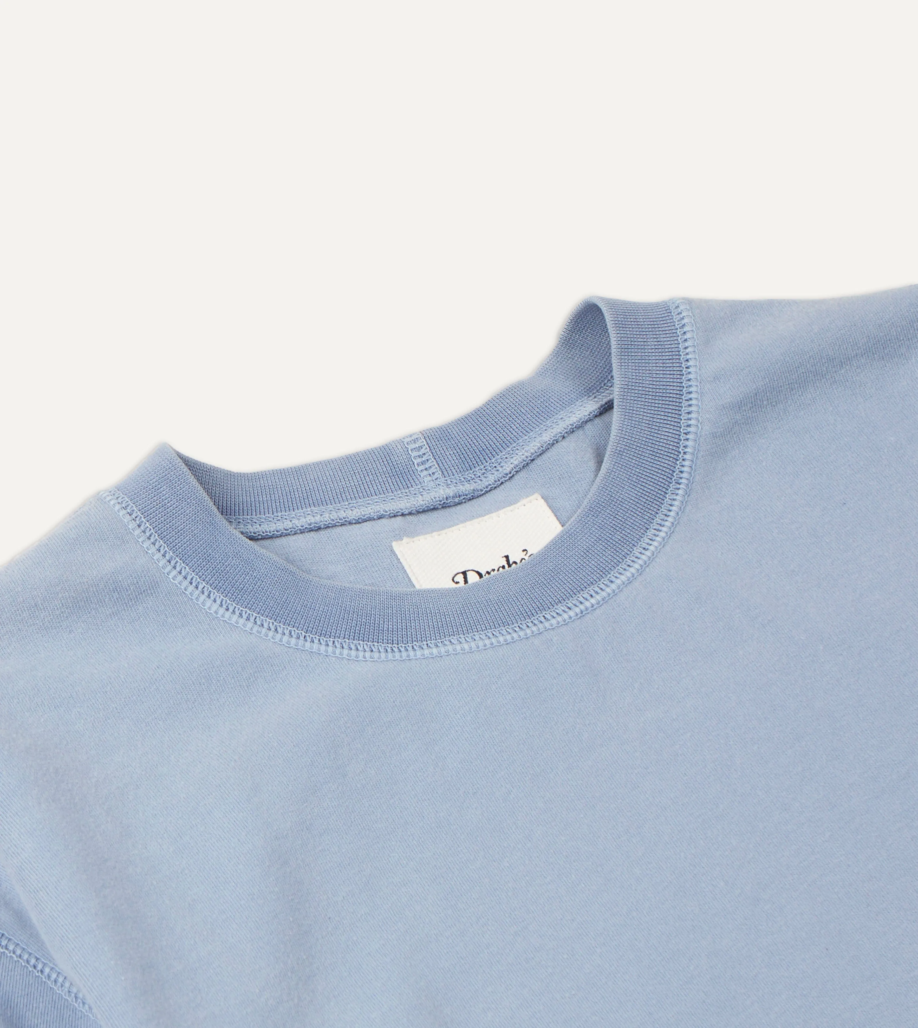 Light Indigo Cotton Crew Neck Hiking T-Shirt sold by Drake's London product image thumbnail 3