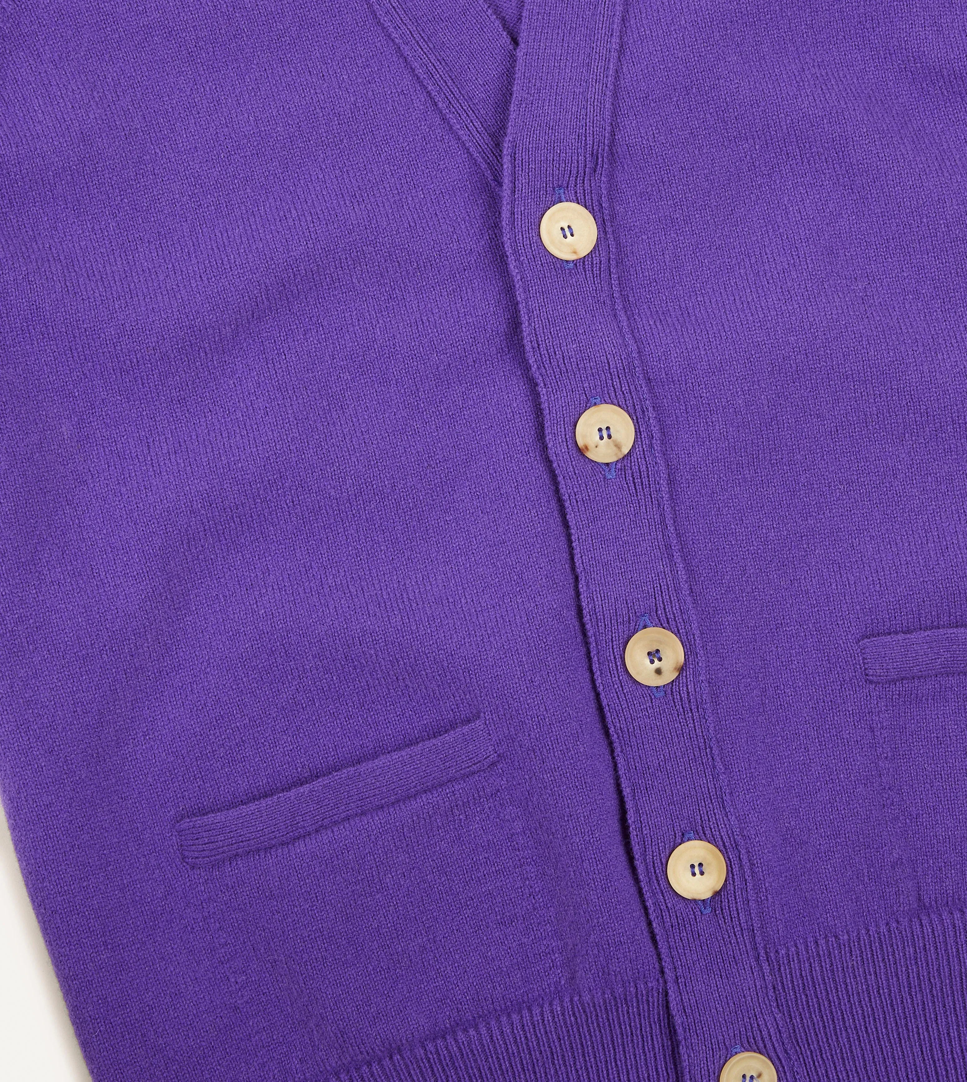 Purple Lambswool Sleeveless Cardigan sold by Drake's London product image thumbnail 4