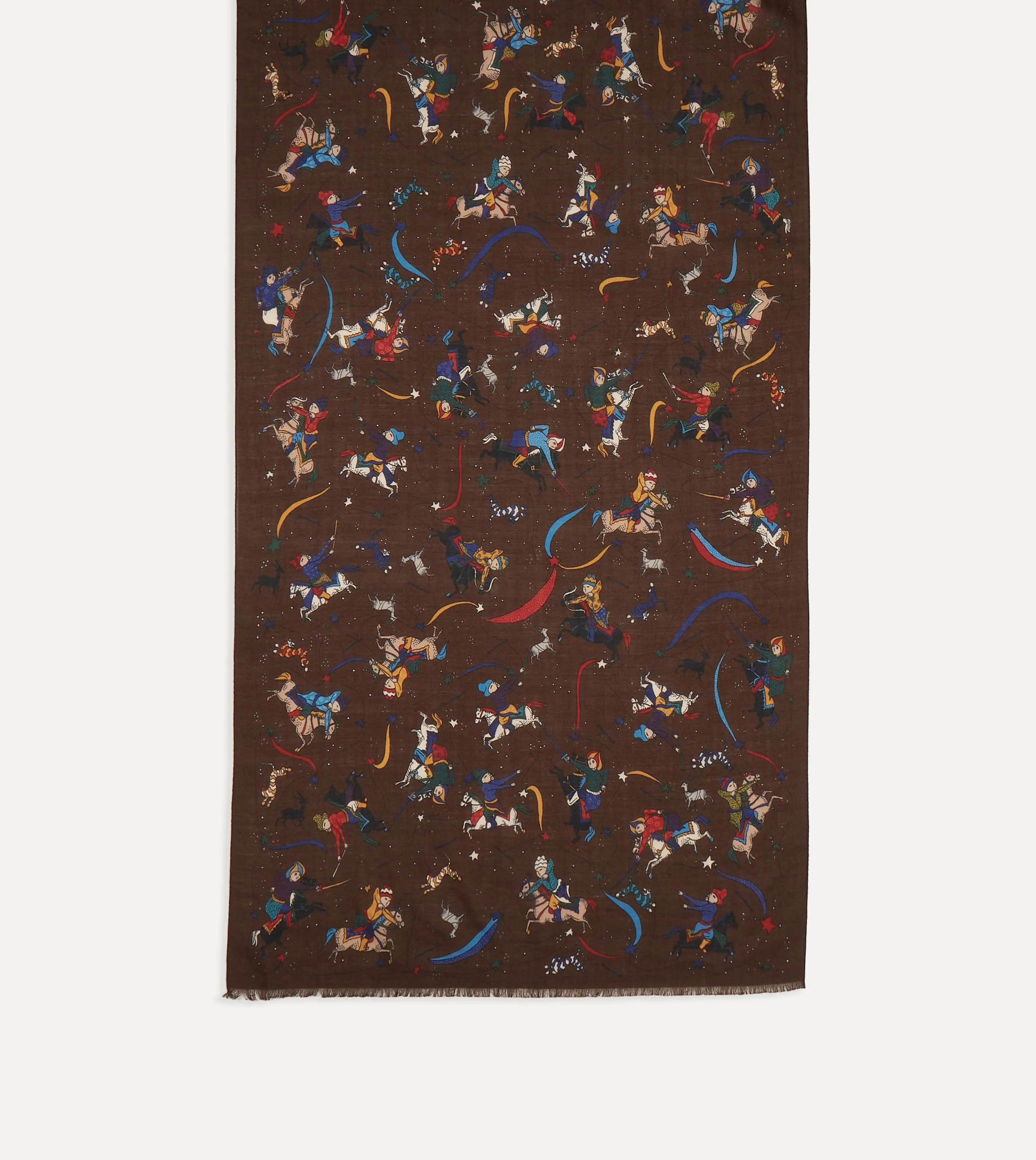 Brown Mughal and Stars Print Wool Scarf sold by Drake's London product image thumbnail 4