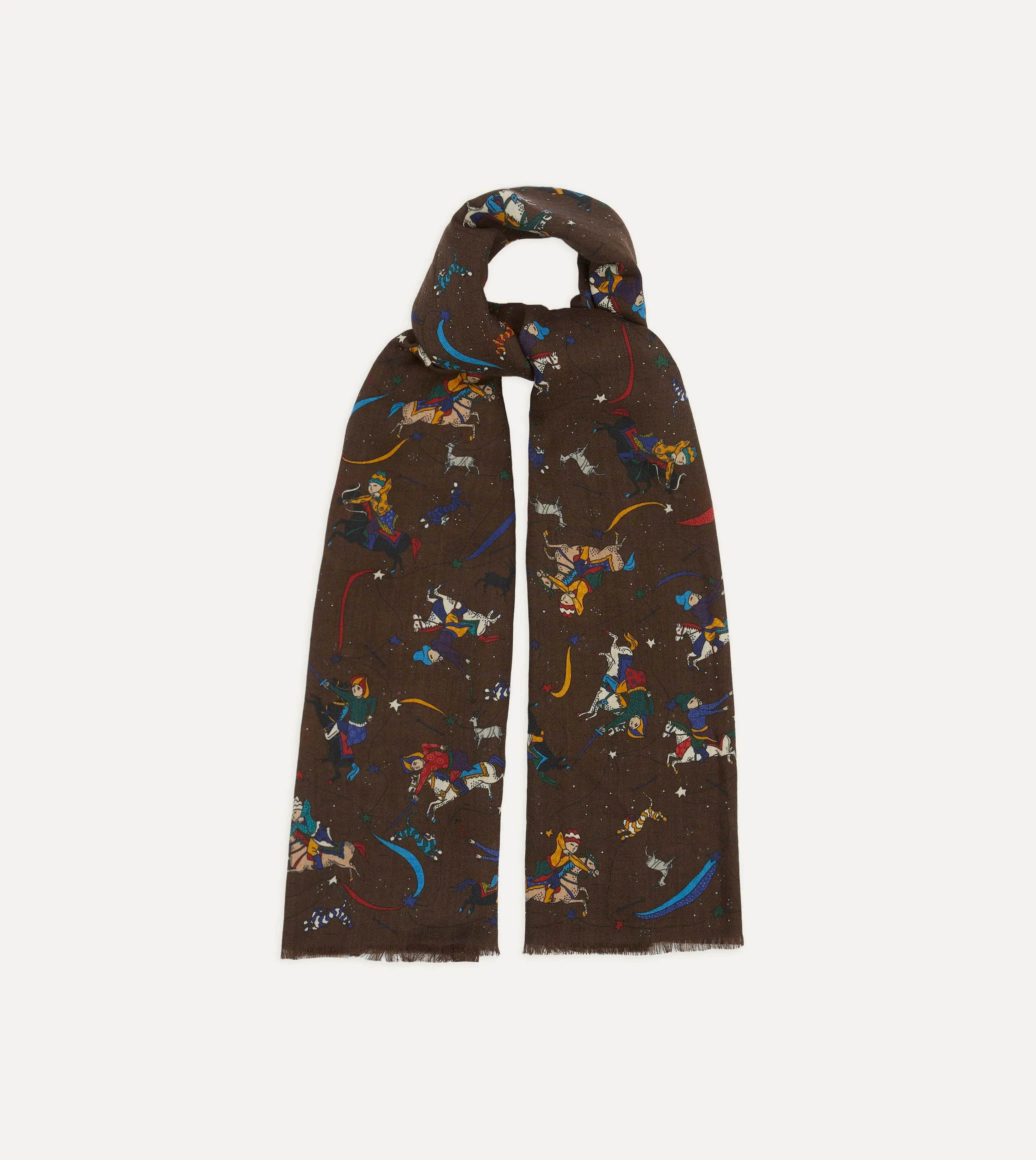 Brown Mughal and Stars Print Wool Scarf sold by Drake's London product image thumbnail 3