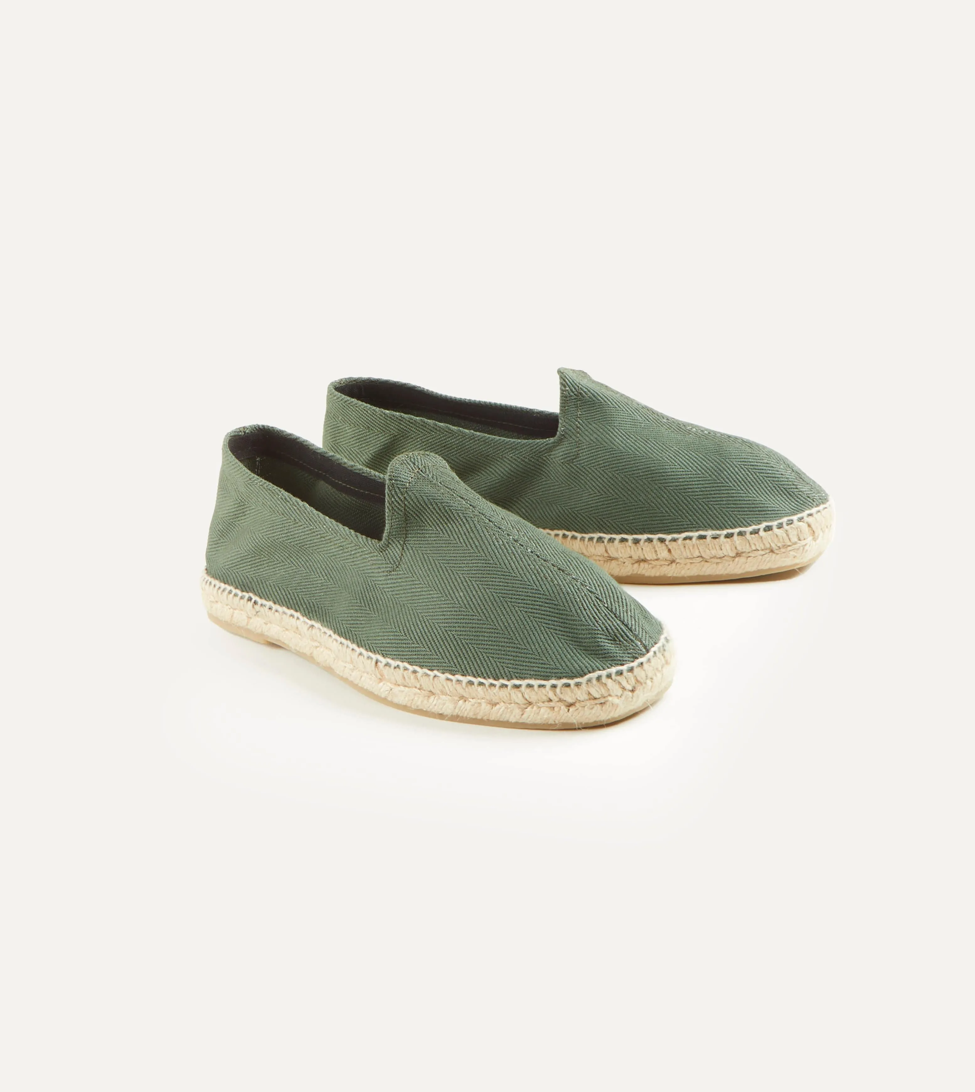 Green Herringbone Cotton Espadrilles sold by Drake's London