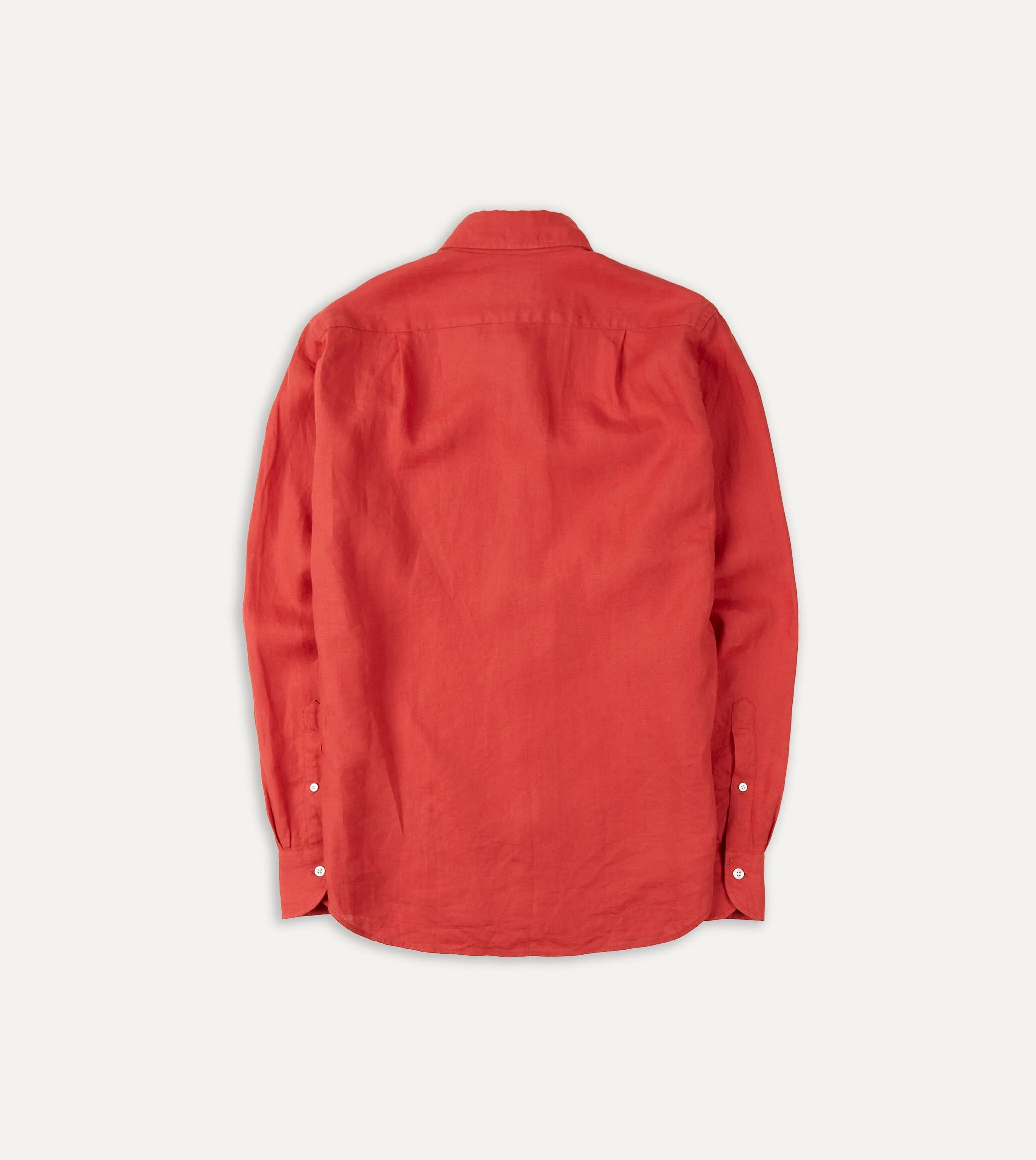 Red Linen Spread Collar Shirt sold by Drake's London product image thumbnail 3