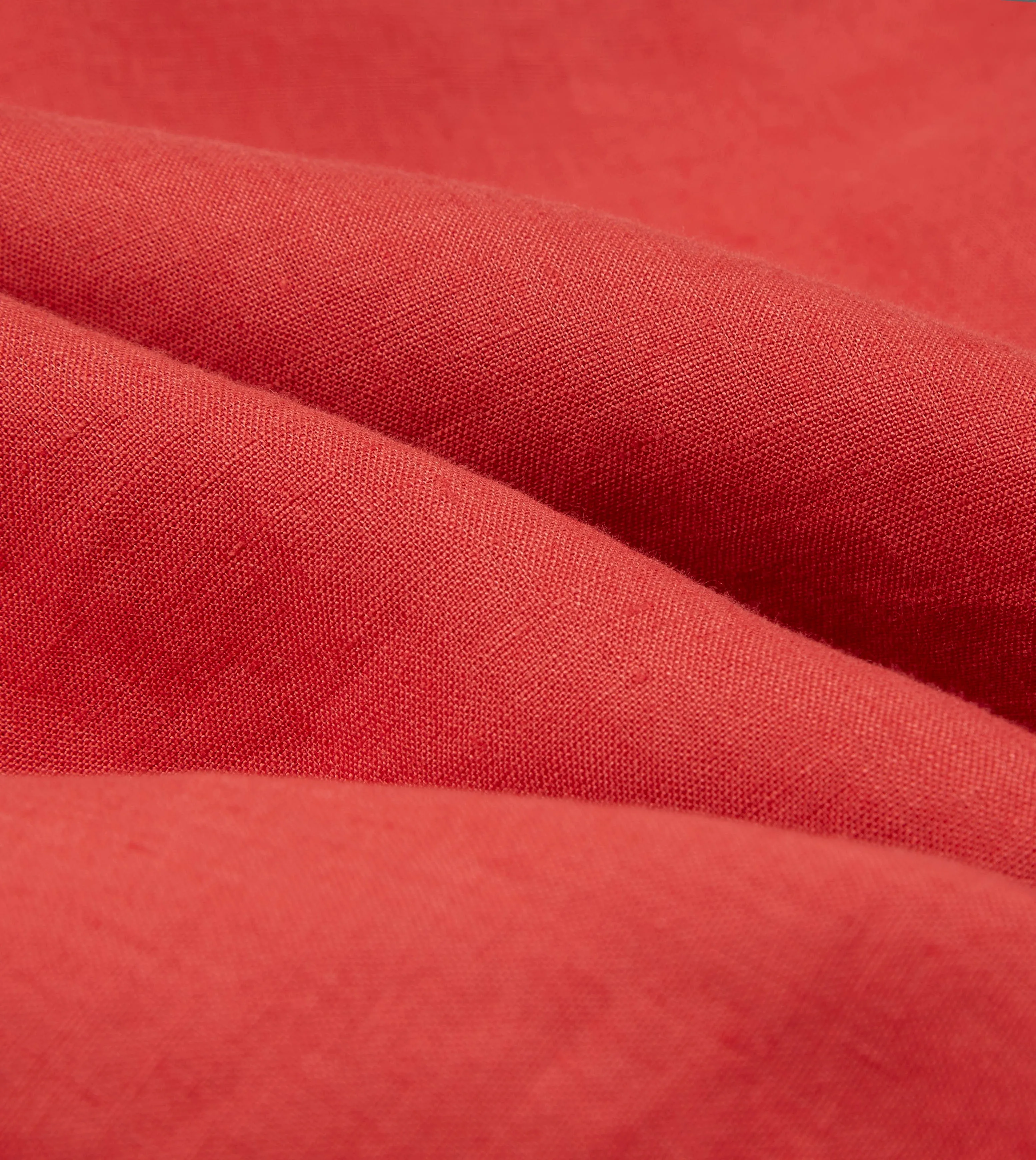 Red Linen Spread Collar Shirt sold by Drake's London product image thumbnail 2