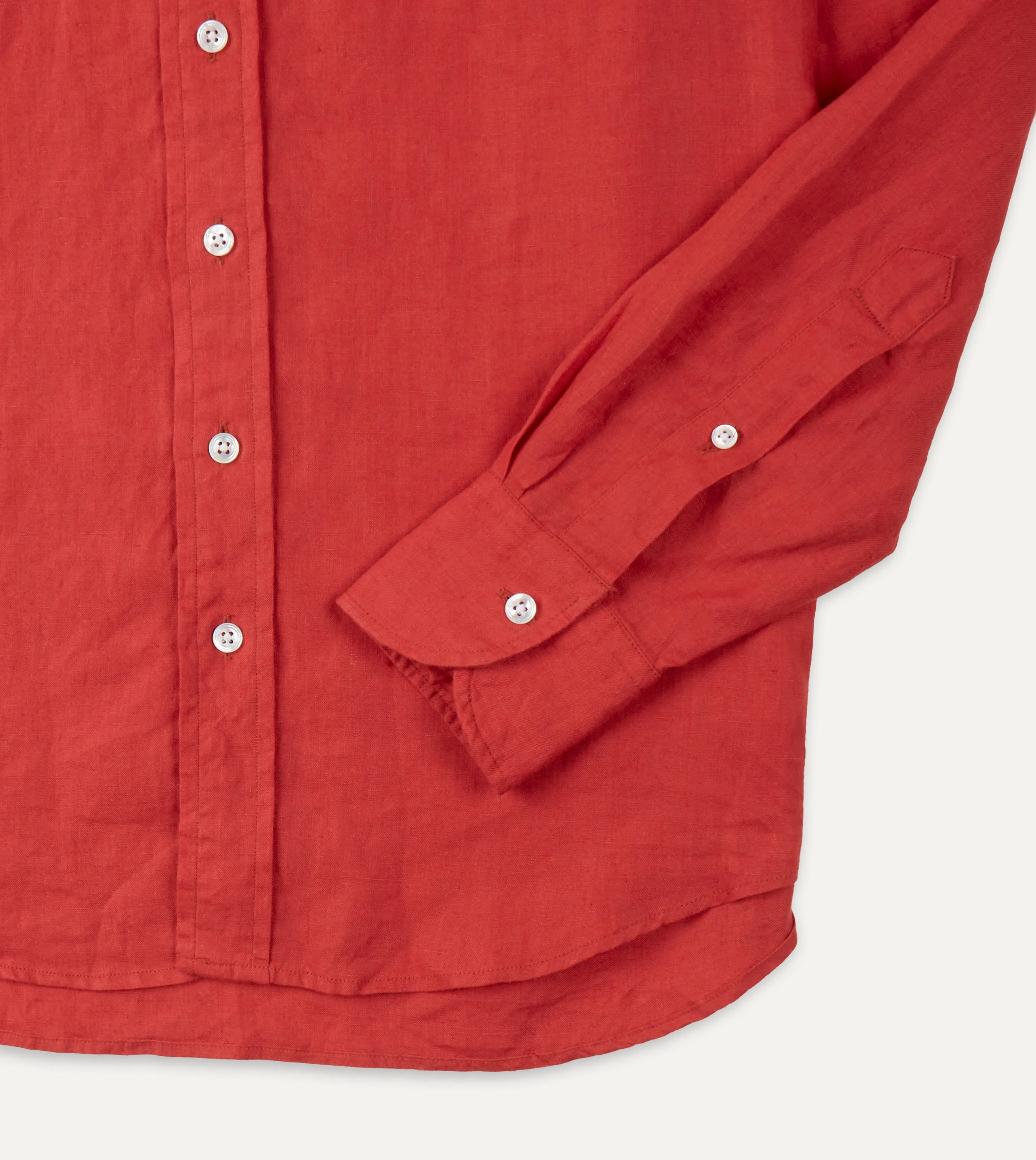 Red Linen Spread Collar Shirt sold by Drake's London product image thumbnail 5