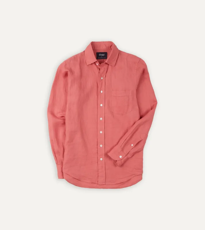 Pink Linen Spread Collar Shirt sold by Drake's London