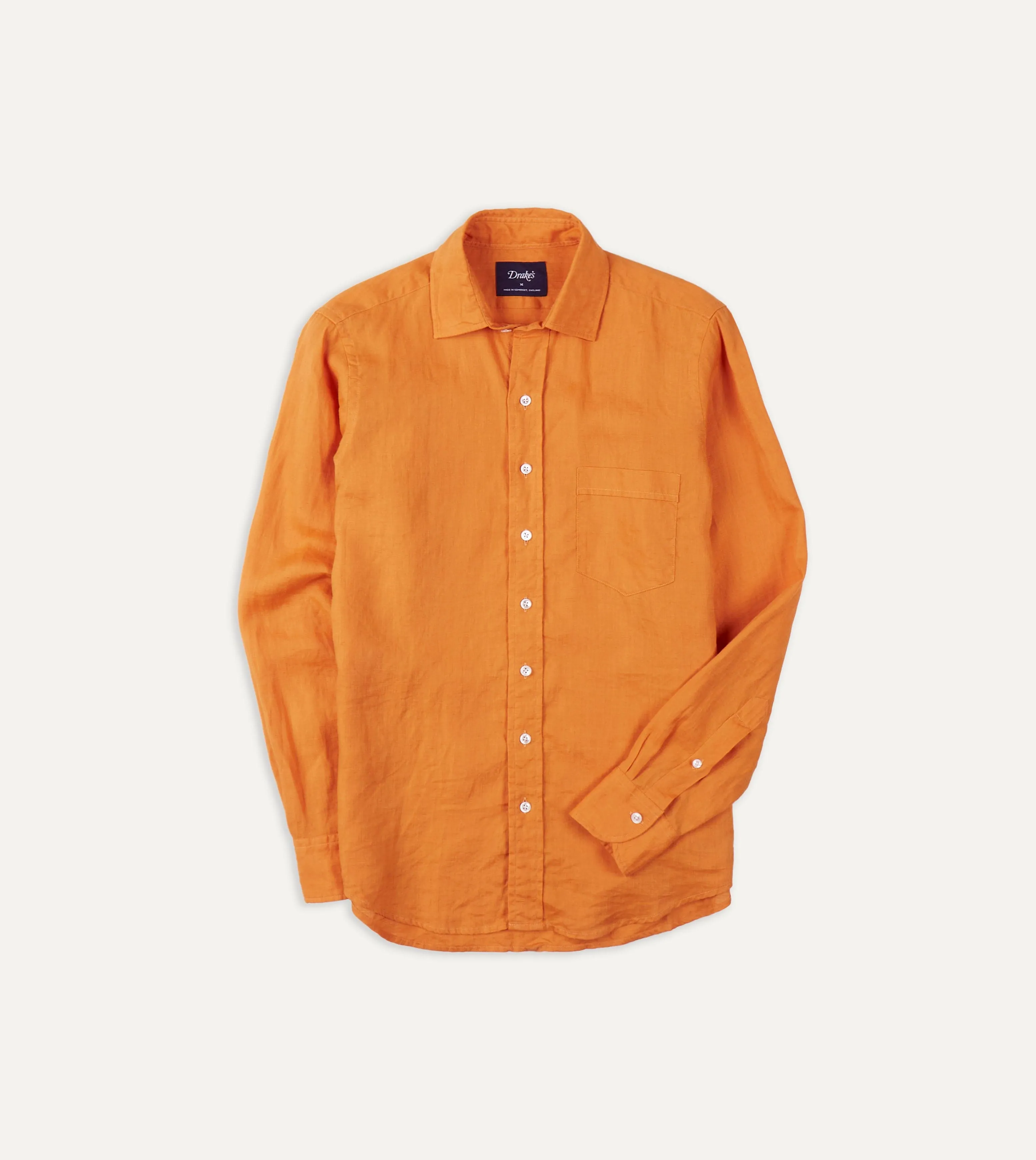 Yellow Linen Spread Collar Shirt sold by Drake's London