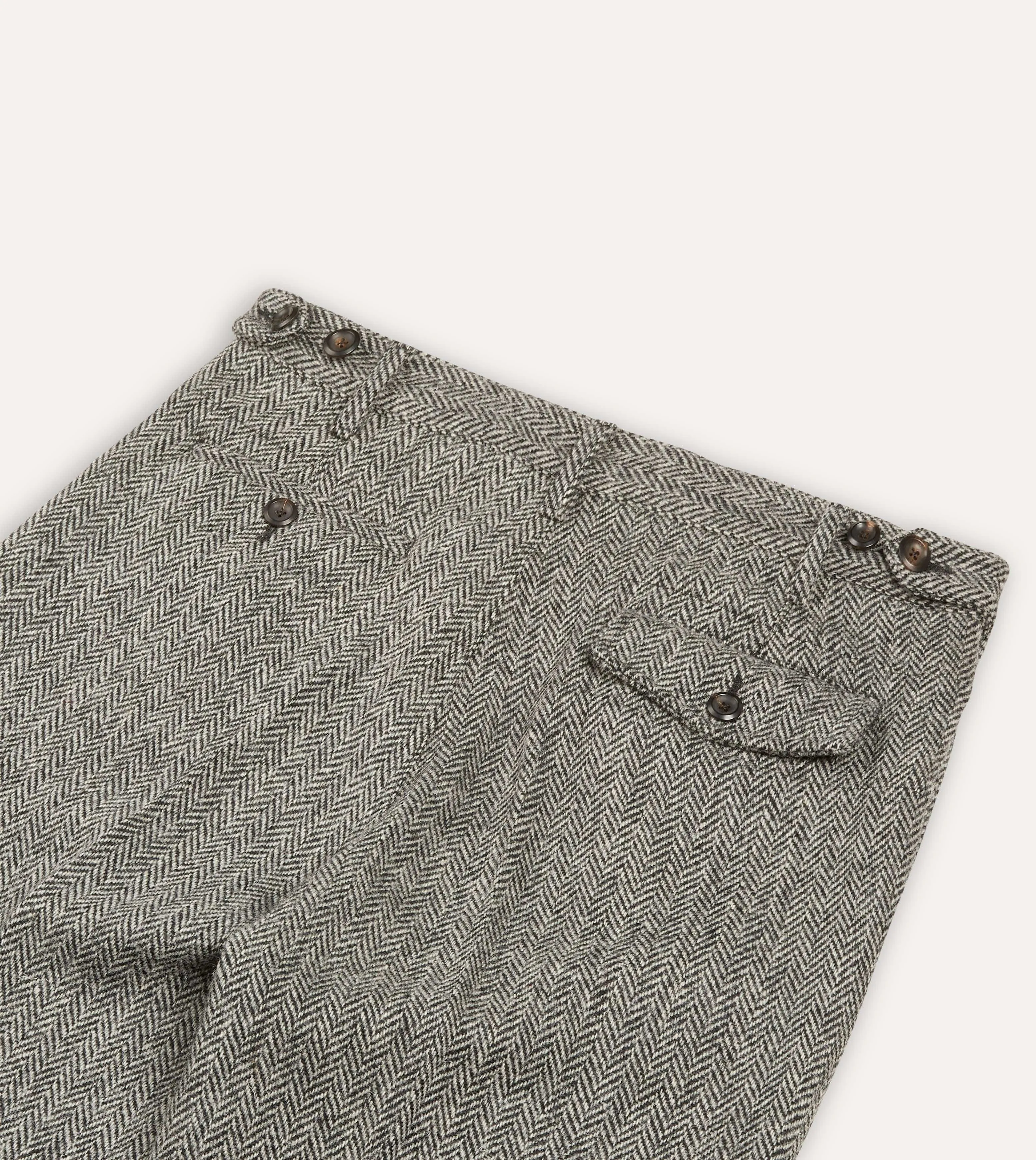 Grey Harris Tweed One Pleat Games Trousers sold by Drake's London product image thumbnail 5