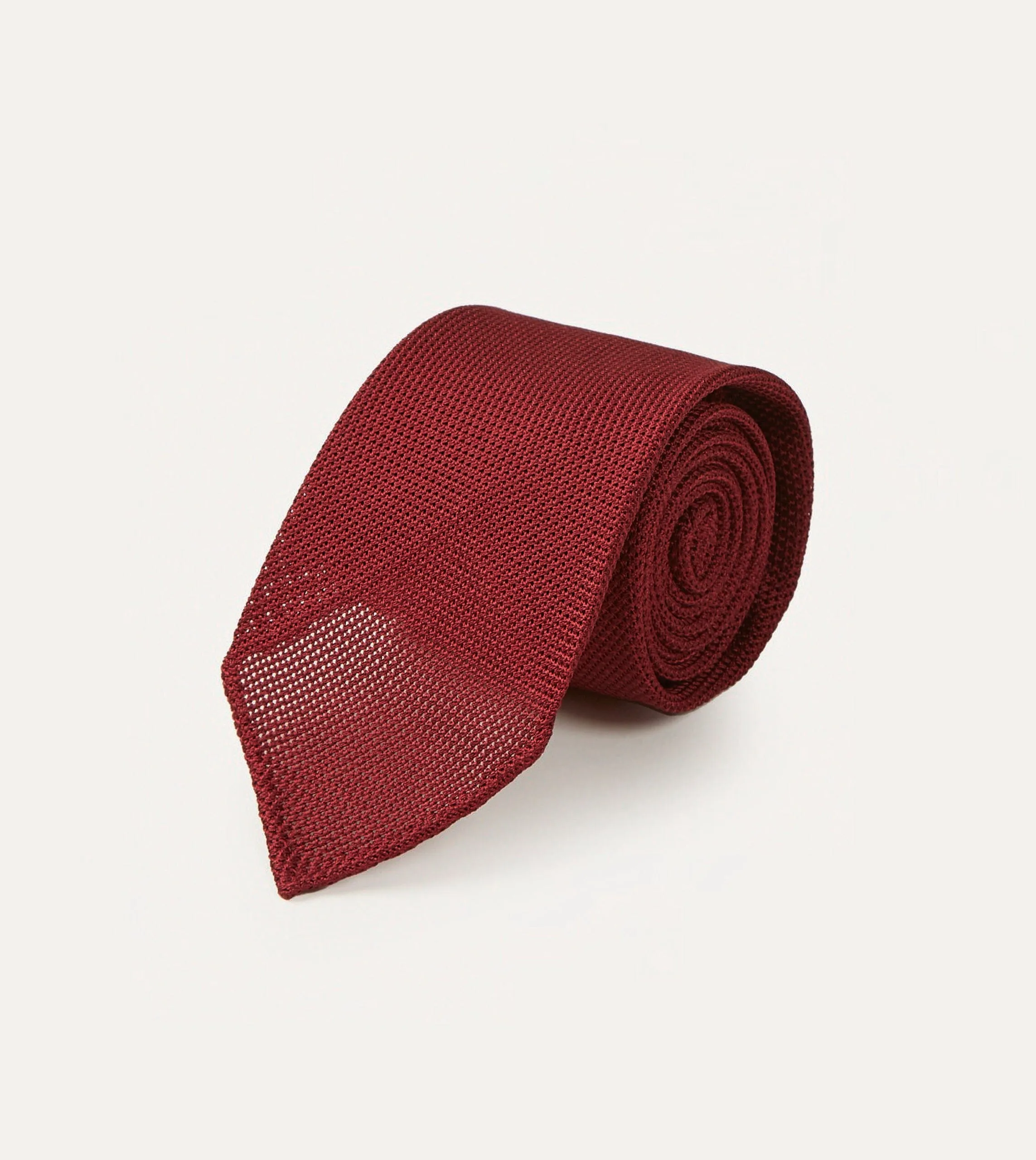 Red Fine Woven Grenadine Silk Hand Rolled Tie sold by Drake's London product image thumbnail 2