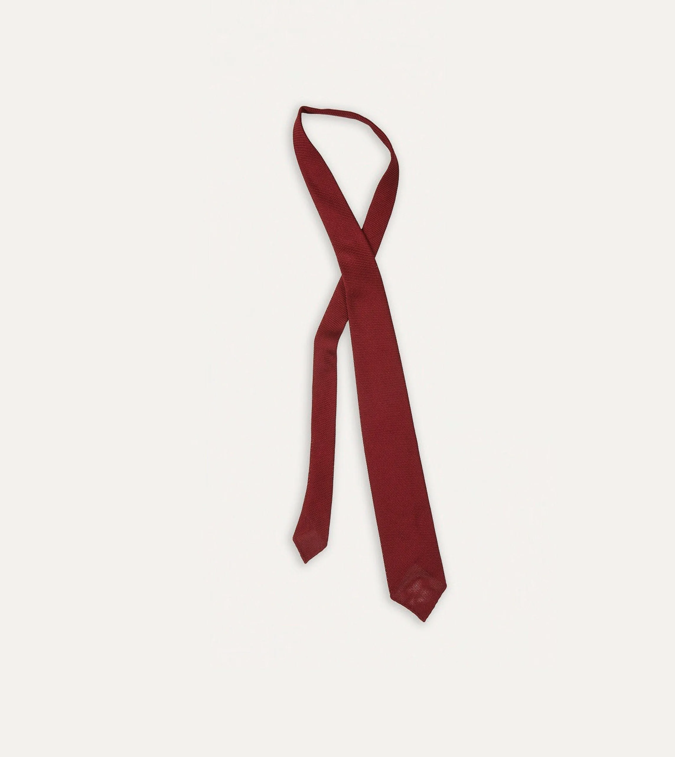 Red Fine Woven Grenadine Silk Hand Rolled Tie sold by Drake's London product image thumbnail 4