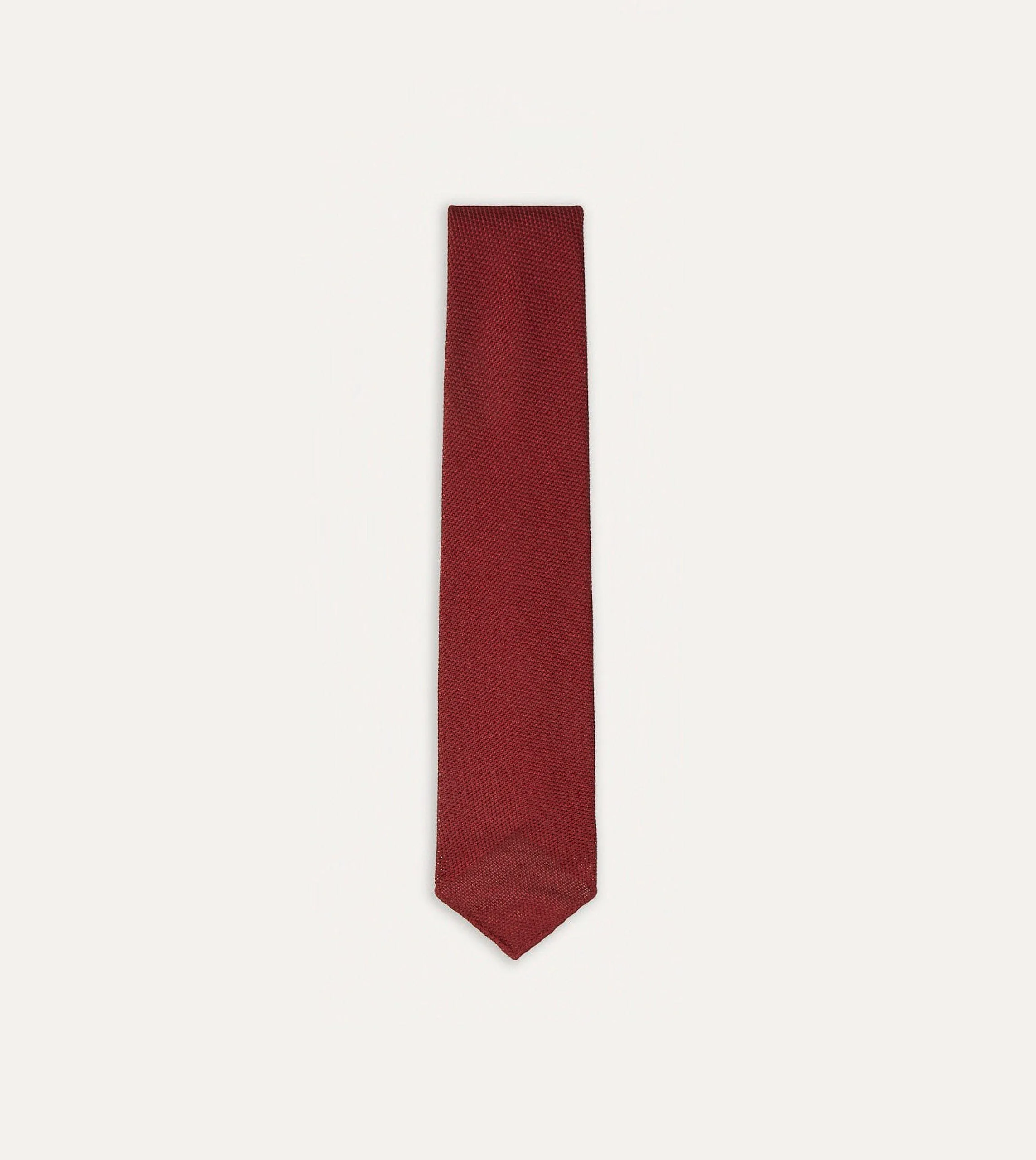Red Fine Woven Grenadine Silk Hand Rolled Tie sold by Drake's London