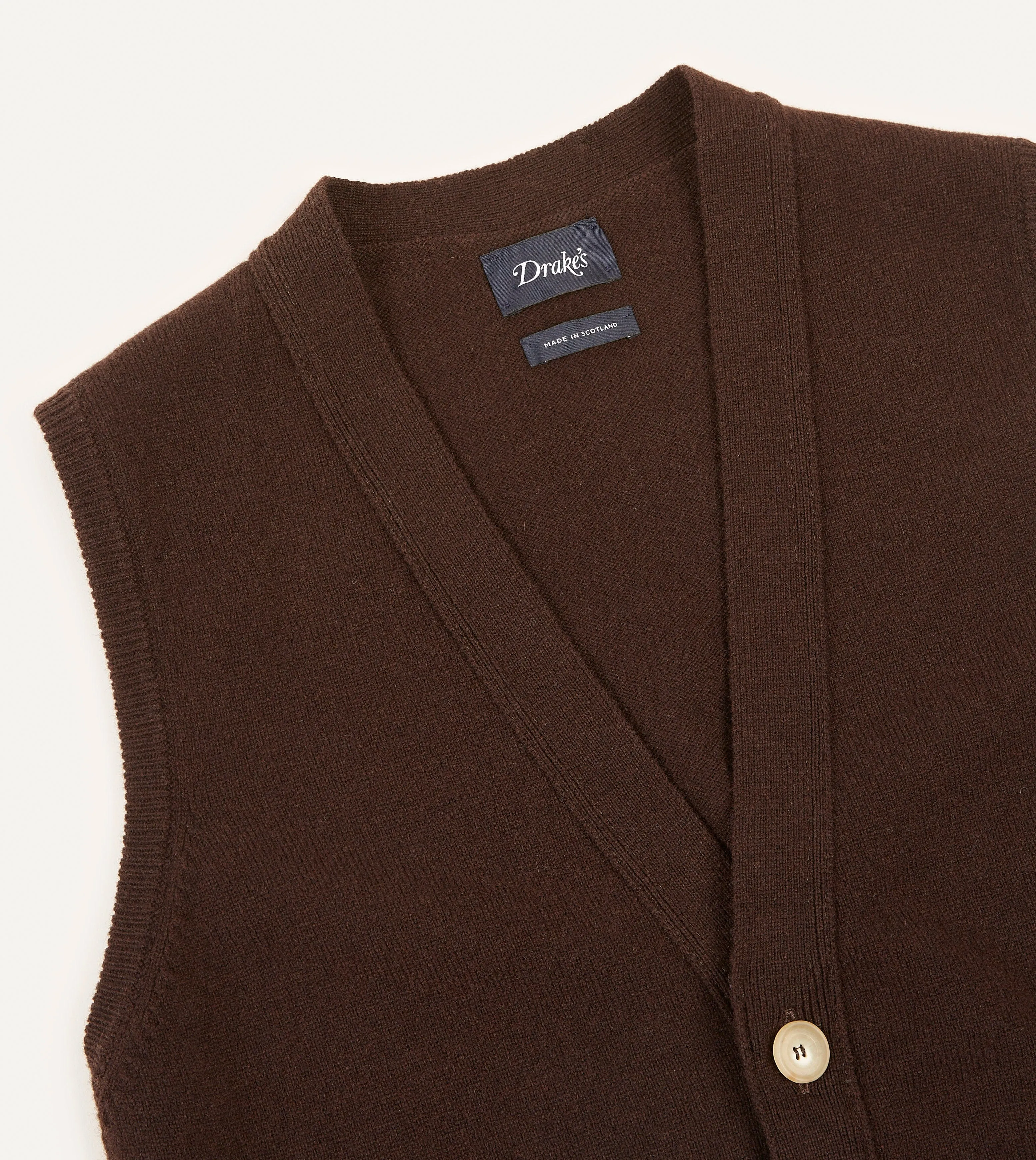 Brown Lambswool Sleeveless Cardigan sold by Drake's London product image thumbnail 3