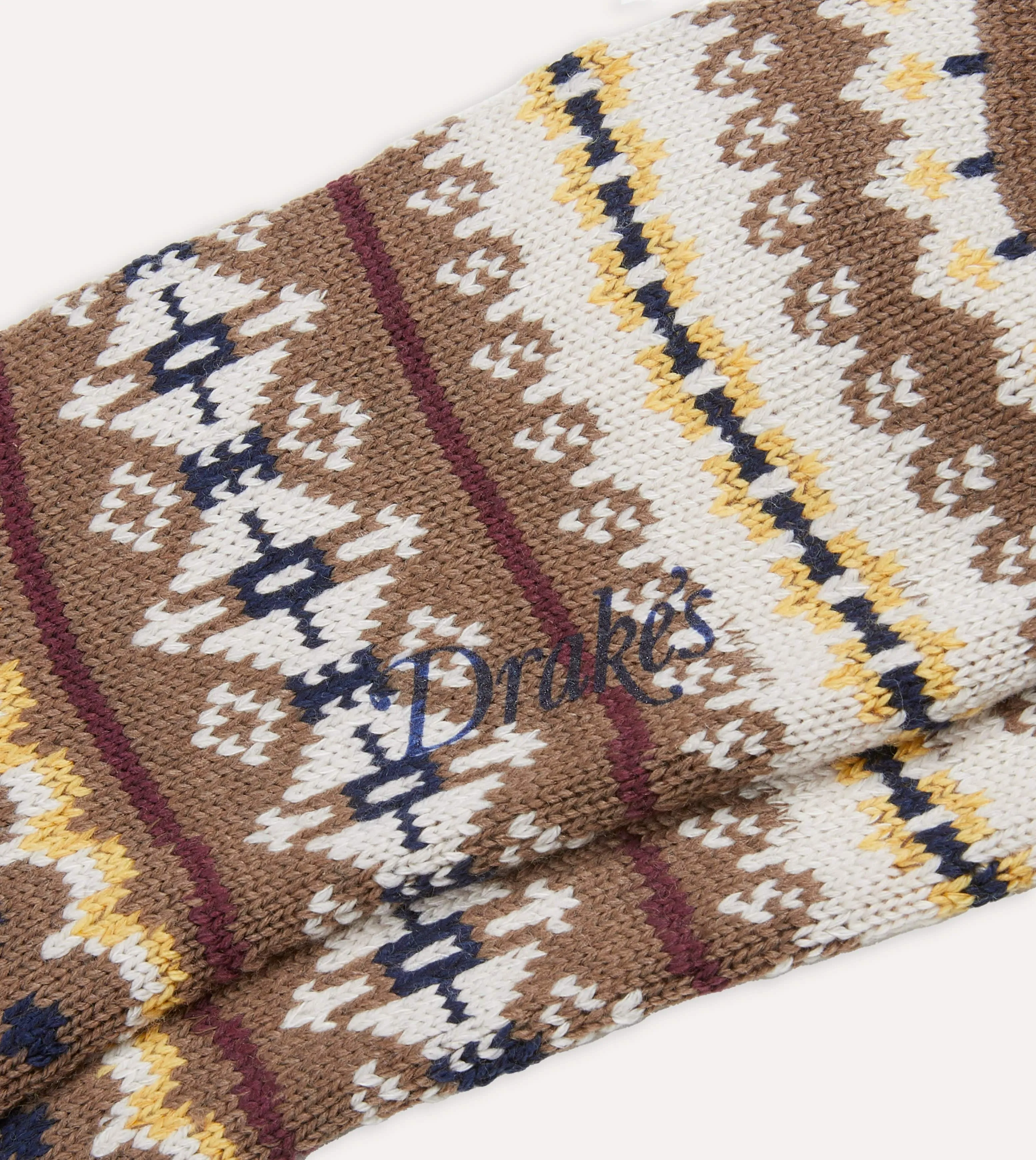Brown Fair Isle Wool Cotton Socks sold by Drake's London product image thumbnail 2