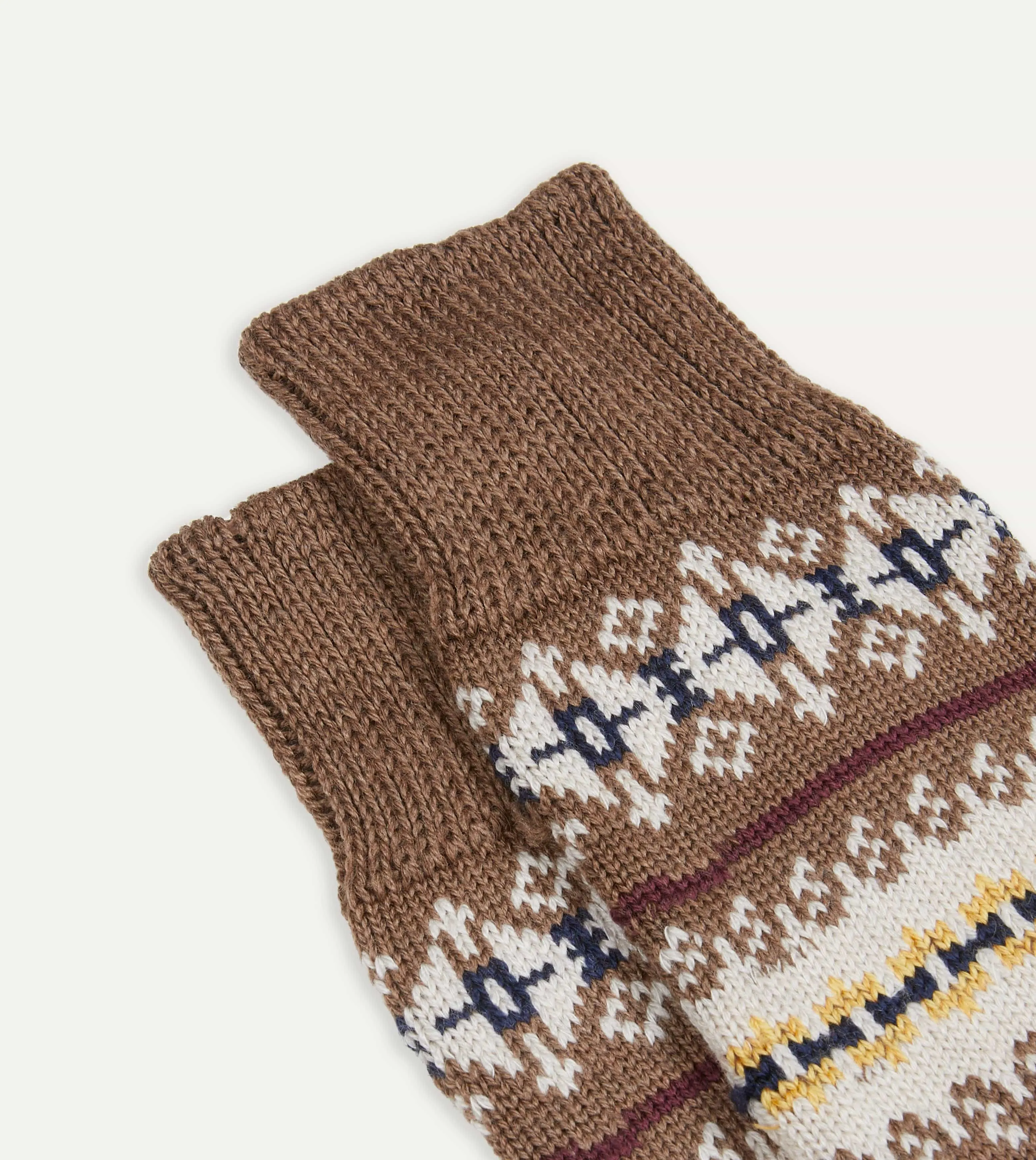 Brown Fair Isle Wool Cotton Socks sold by Drake's London product image thumbnail 3