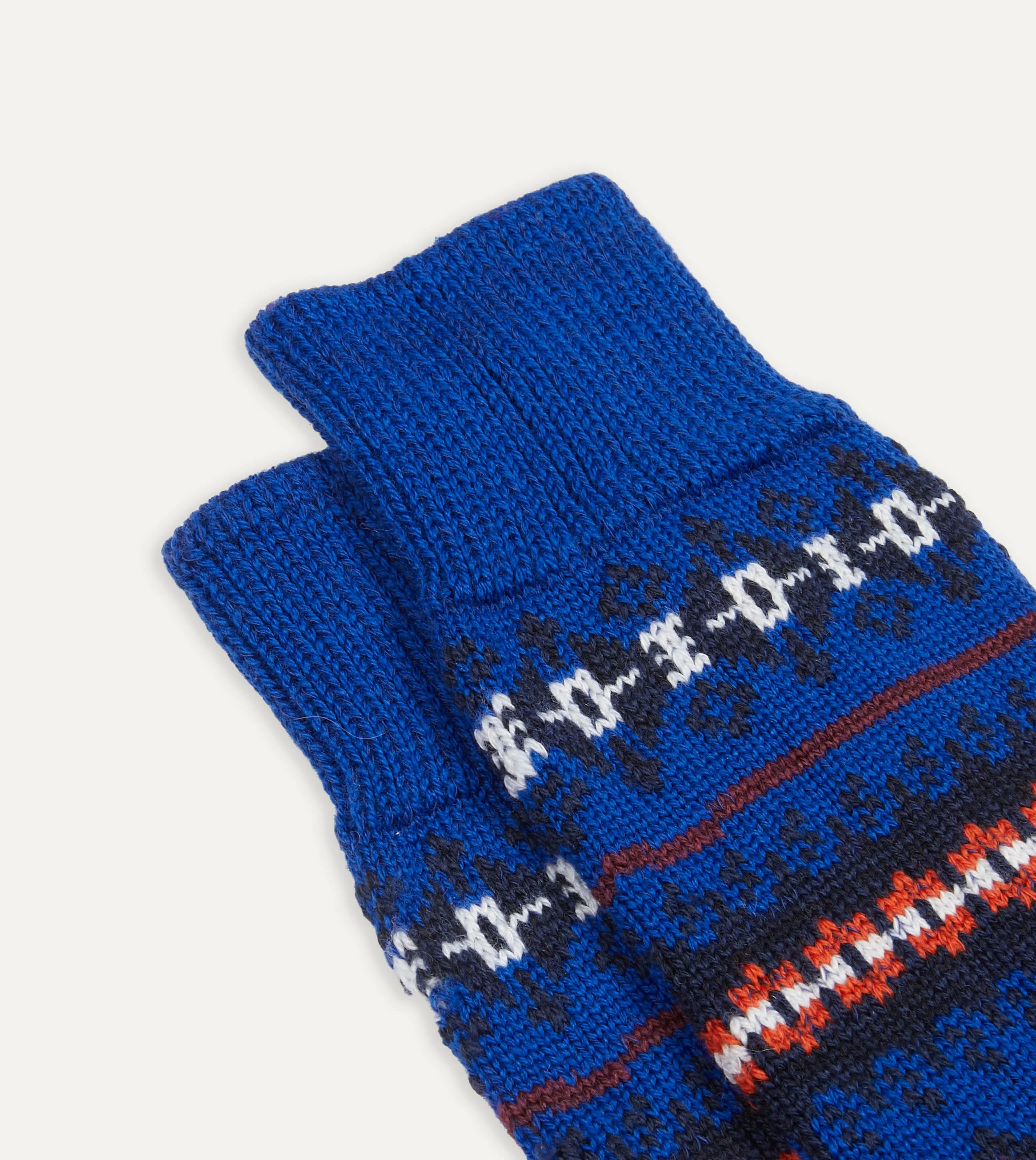 Blue Fair Isle Wool Cotton Socks sold by Drake's London product image thumbnail 3