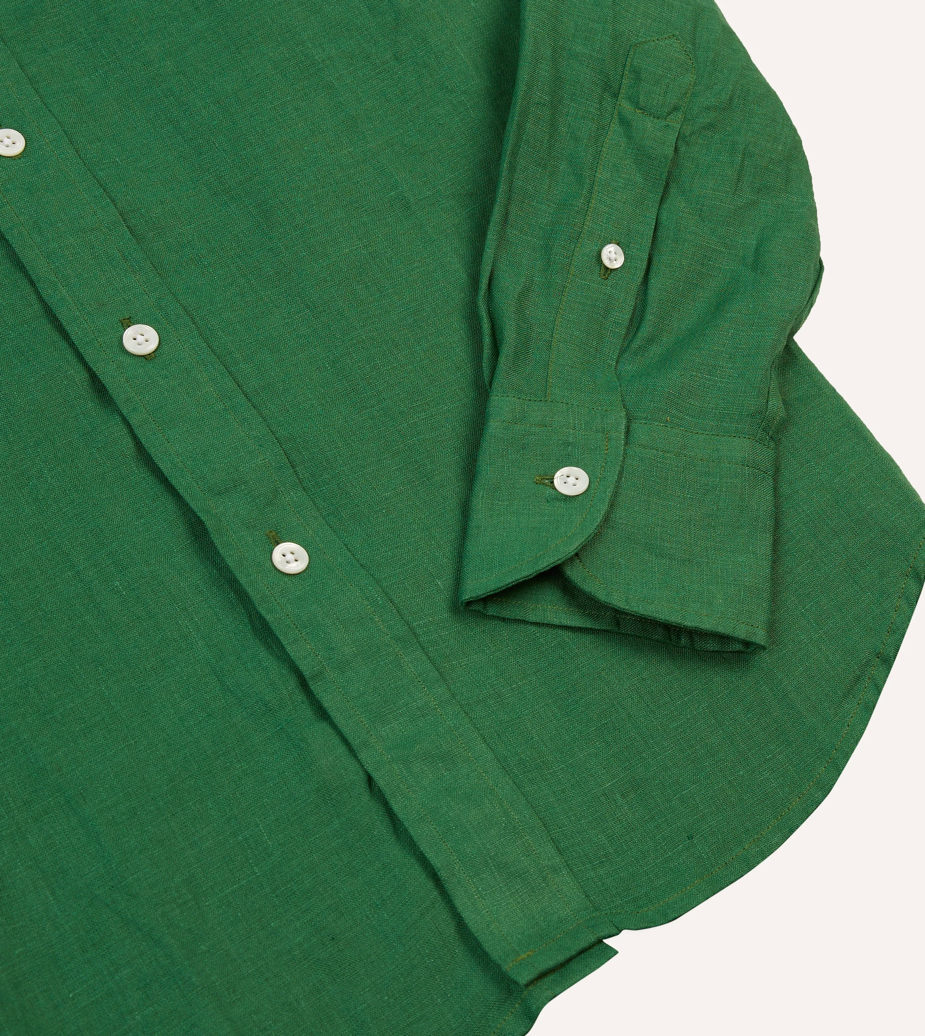 Forest Green Linen Spread Collar Shirt sold by Drake's London product image thumbnail 5