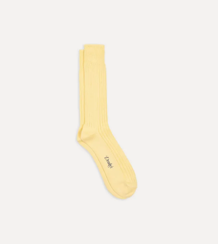 Light Yellow Cotton Sports Socks sold by Drake's London