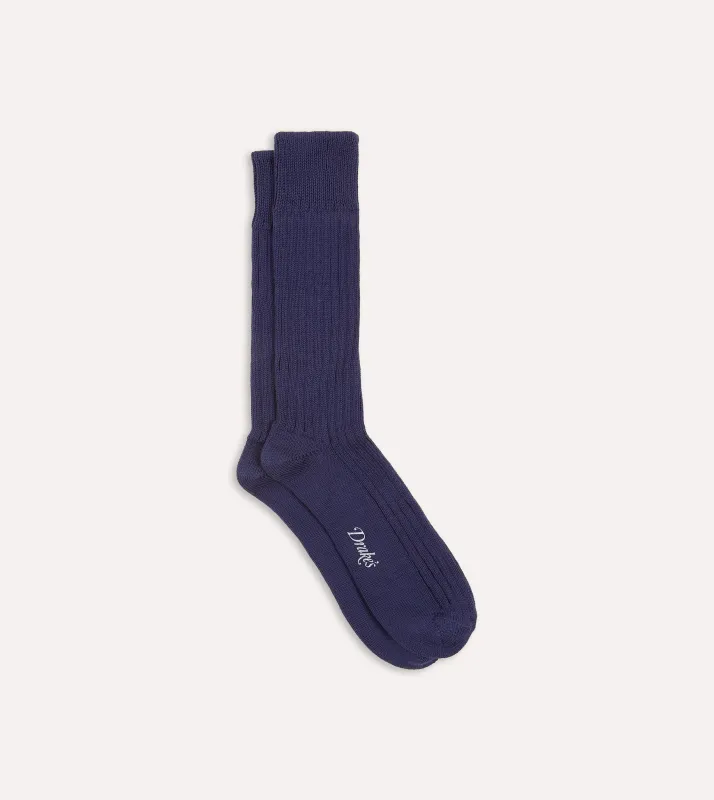 Navy Cotton Sports Socks sold by Drake's London