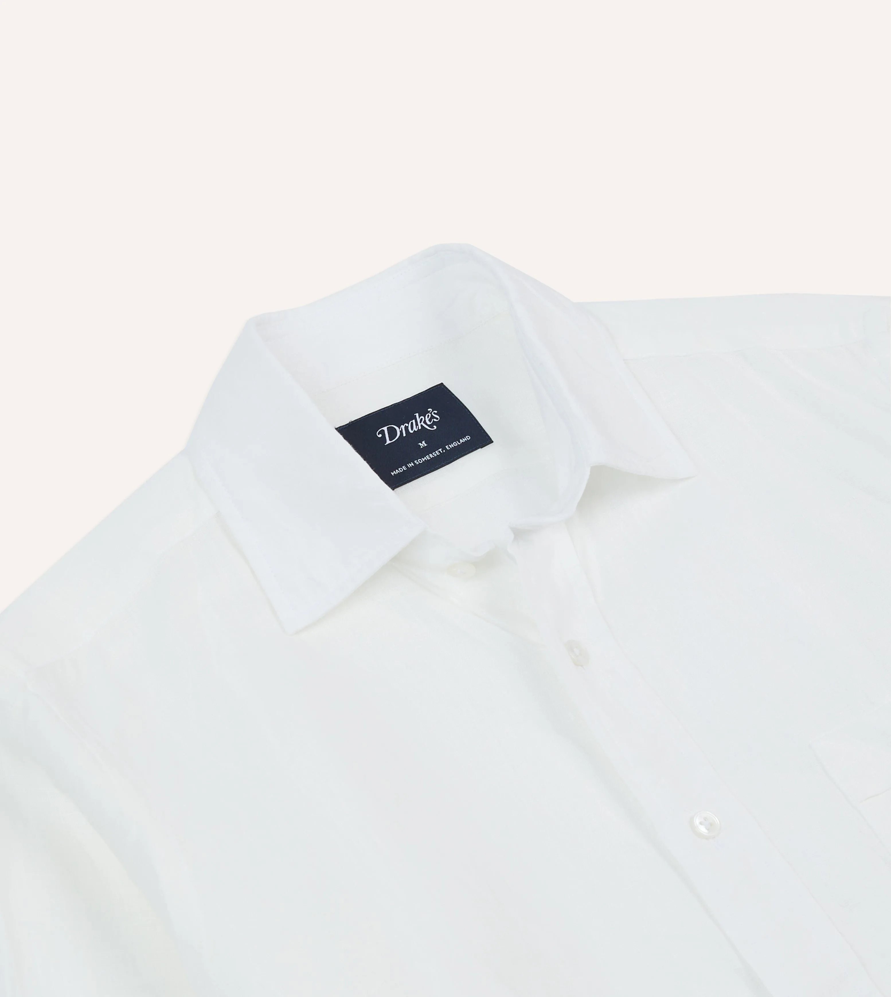 Ecru Linen Spread Collar Shirt sold by Drake's London product image thumbnail 3