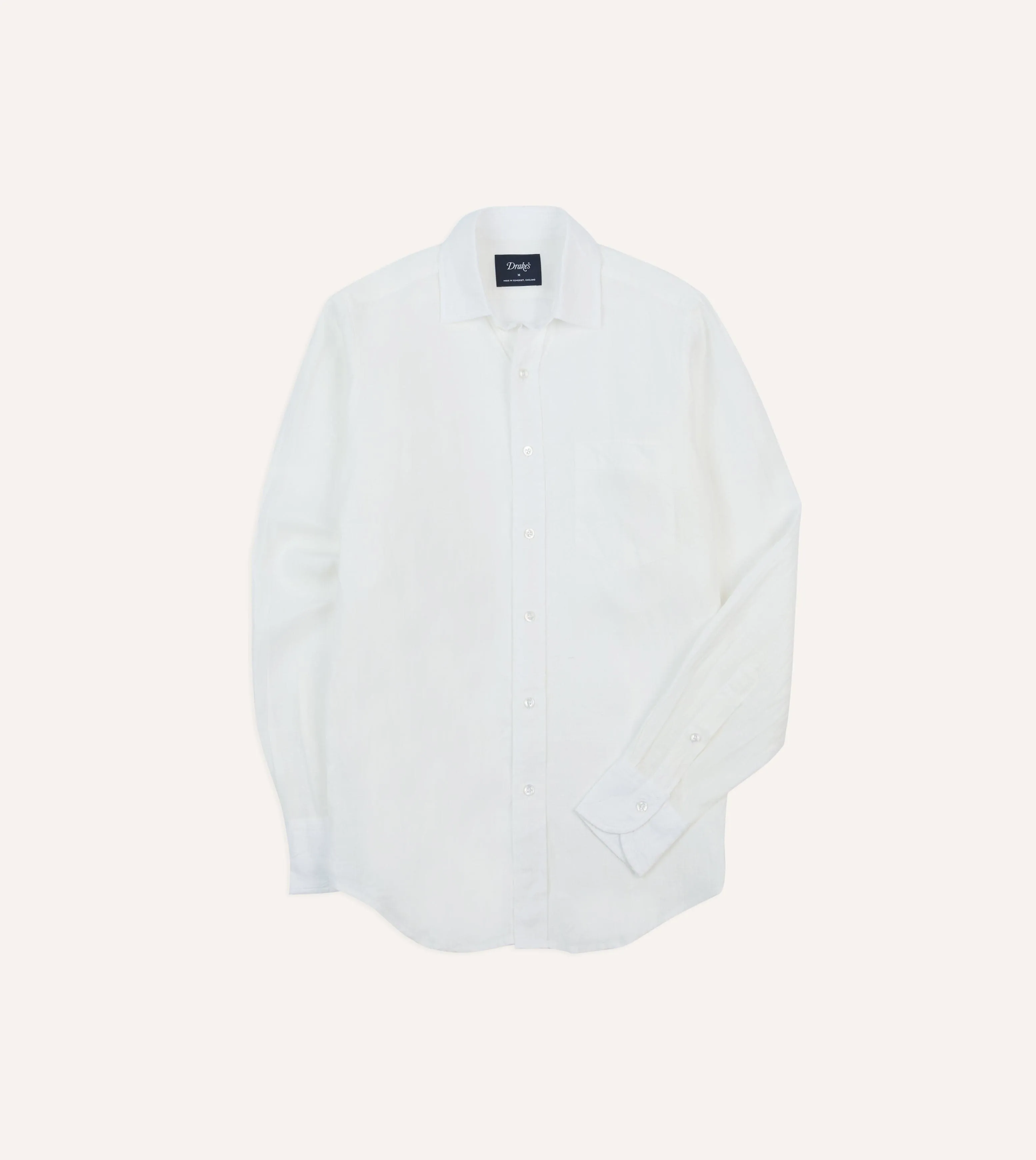 Ecru Linen Spread Collar Shirt sold by Drake's London