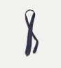 Navy Fine Woven Grenadine Silk Hand Rolled Tie sold by Drake's London