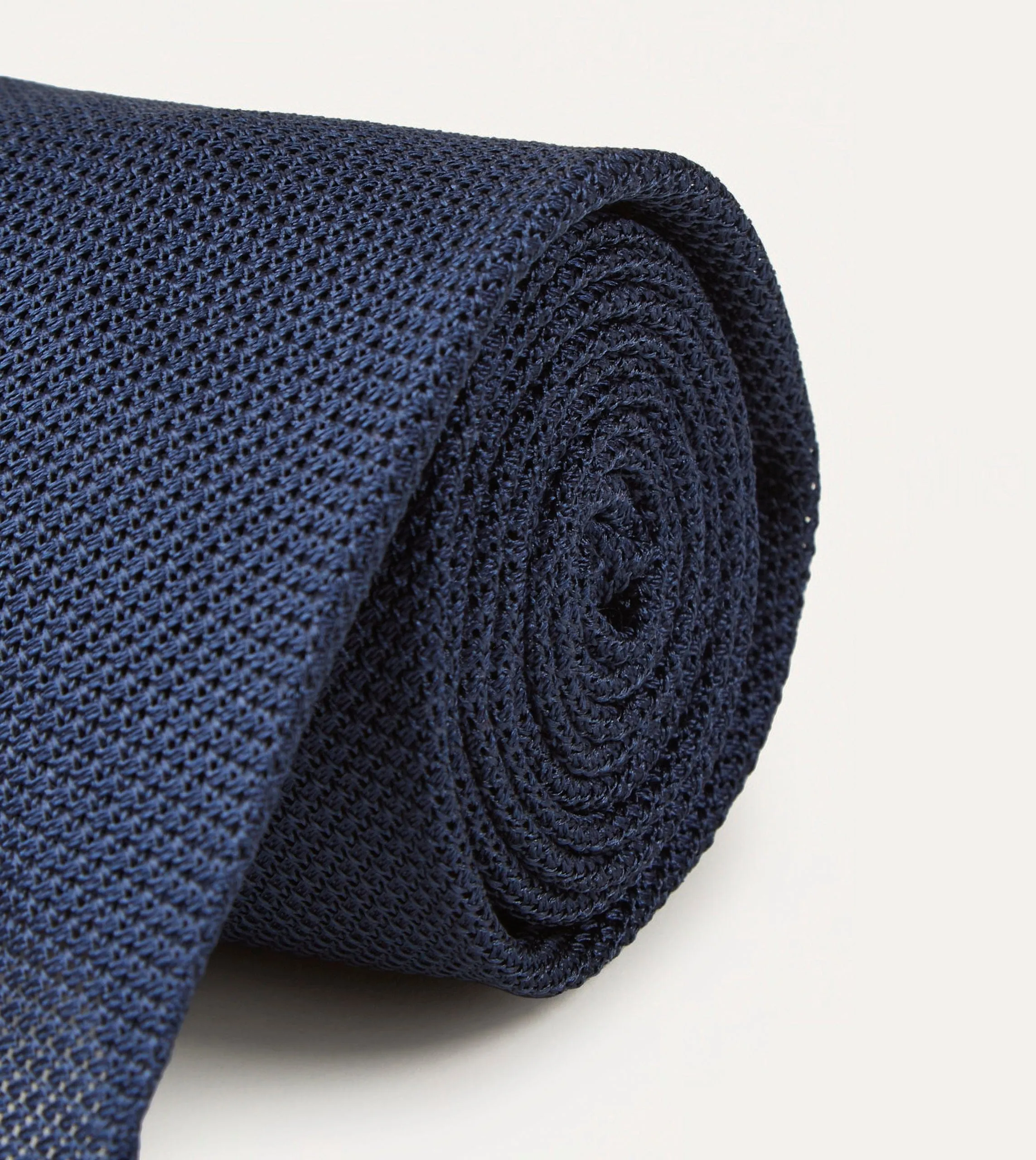 Navy Fine Woven Grenadine Silk Hand Rolled Tie sold by Drake's London product image thumbnail 3